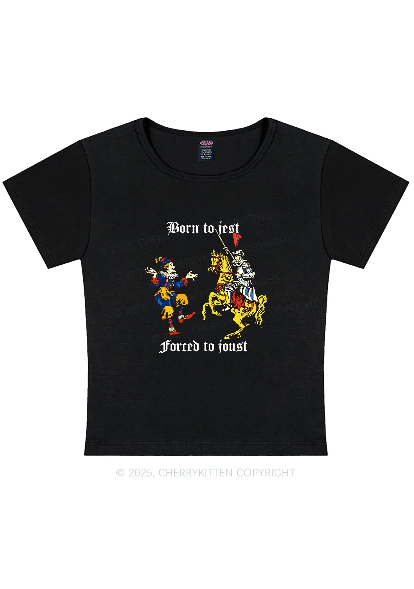 Born to Jest Forced to Joust Y2K Baby Tee Cherrykitten - Image 6