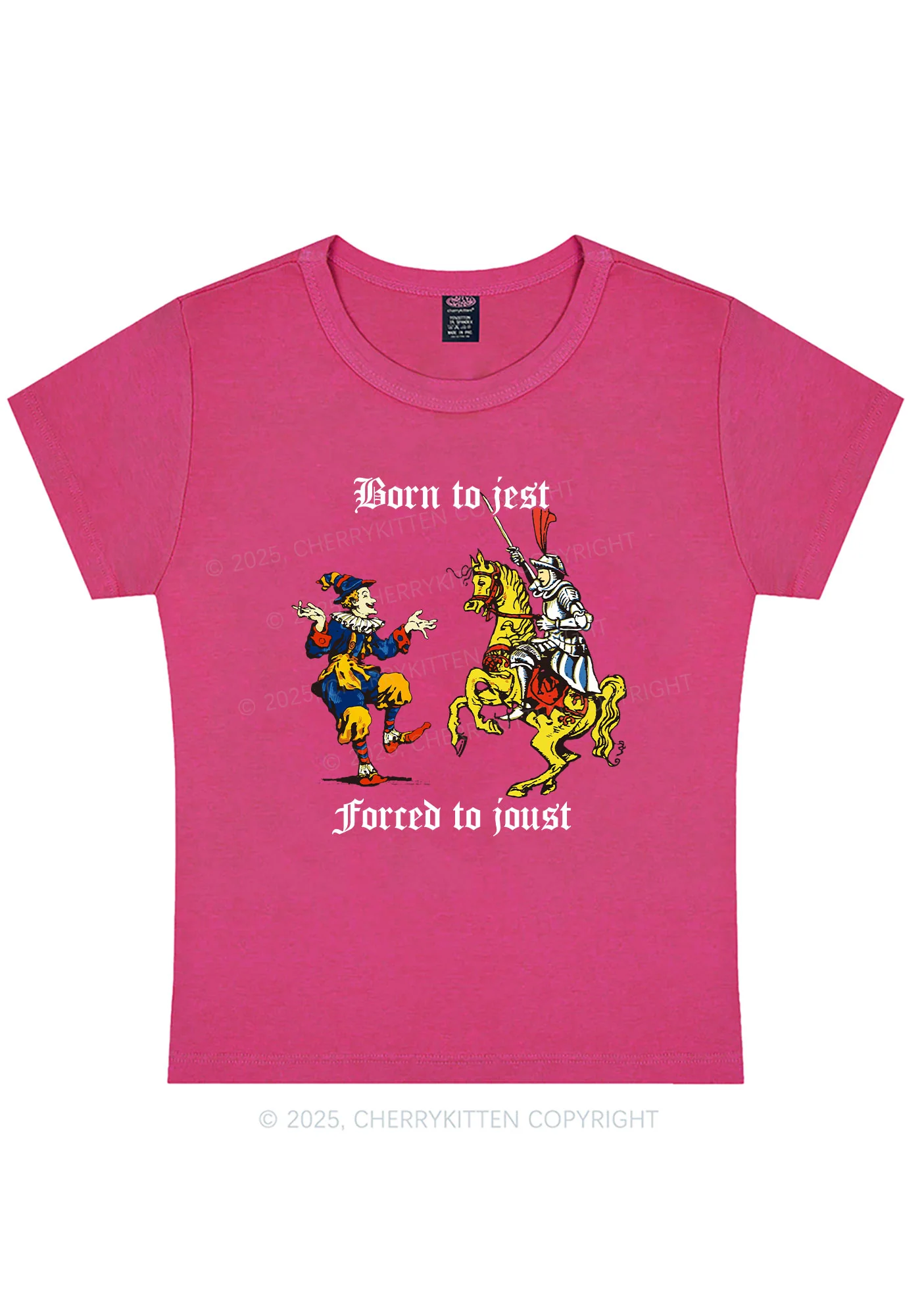 Born to Jest Forced to Joust Y2K Baby Tee Cherrykitten - Image 7
