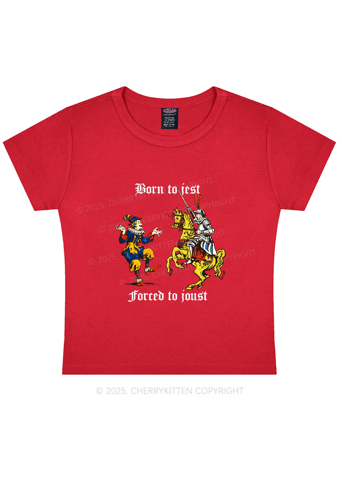 Born to Jest Forced to Joust Y2K Baby Tee Cherrykitten - Image 9