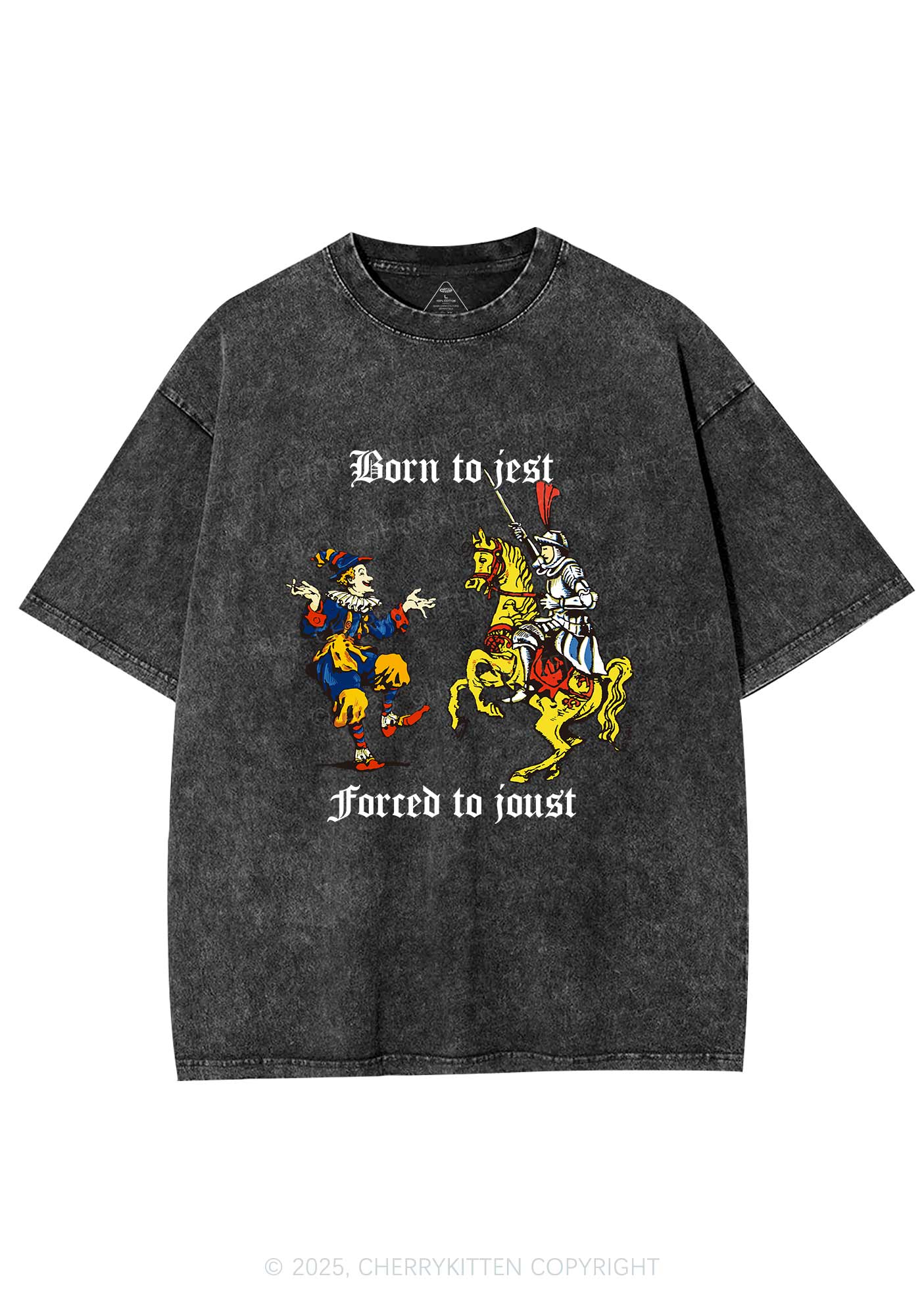 Born to Jest Forced to Joust Y2K Shirts Washed Tee Cherrykitten - Image 3