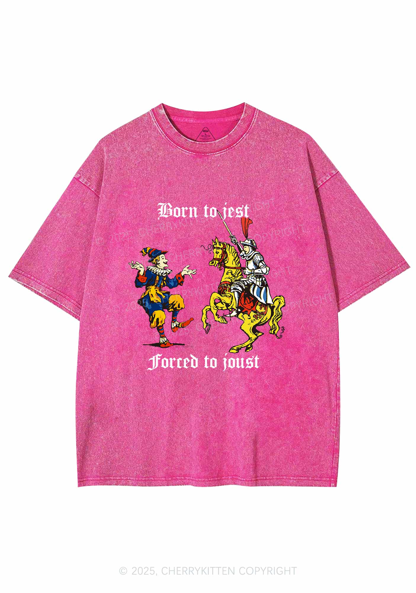 Born to Jest Forced to Joust Y2K Shirts Washed Tee Cherrykitten - Image 4