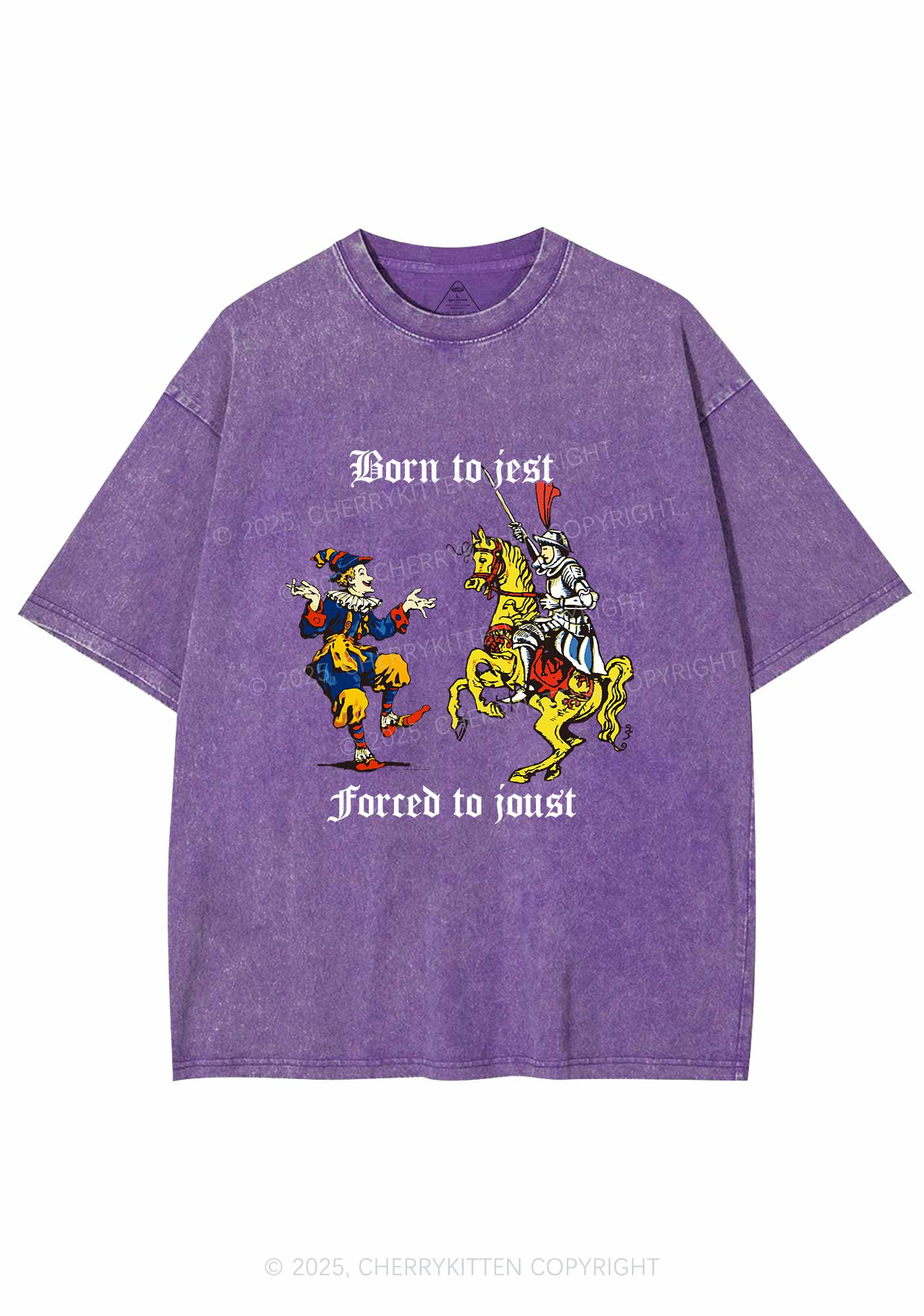Born to Jest Forced to Joust Y2K Shirts Washed Tee Cherrykitten - Image 5
