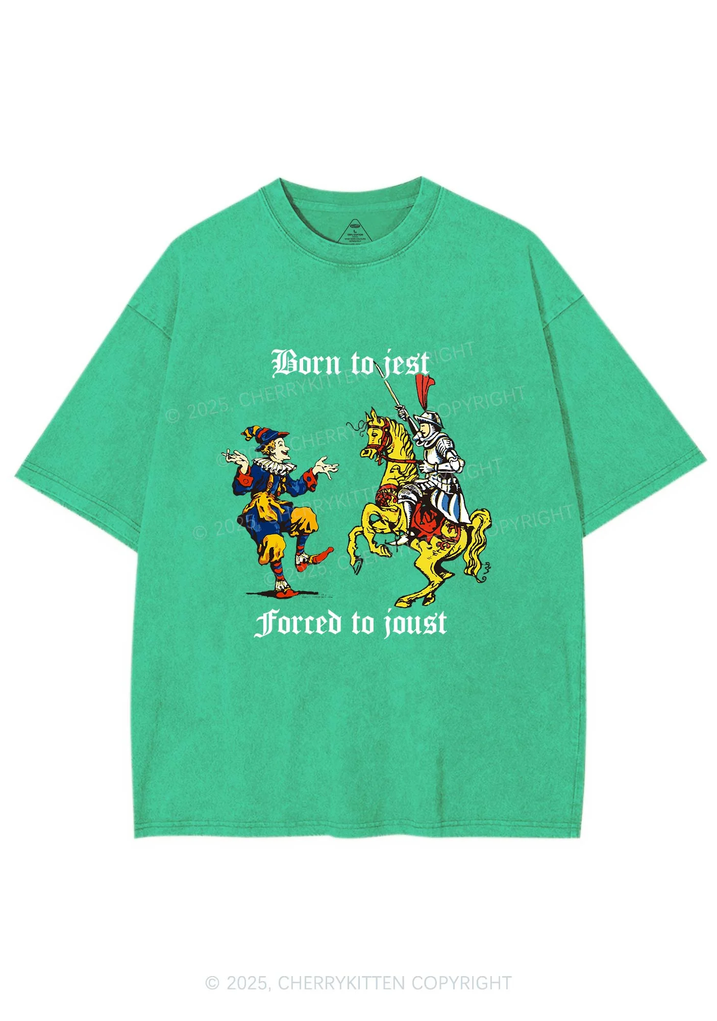 Born to Jest Forced to Joust Y2K Shirts Washed Tee Cherrykitten - Image 7