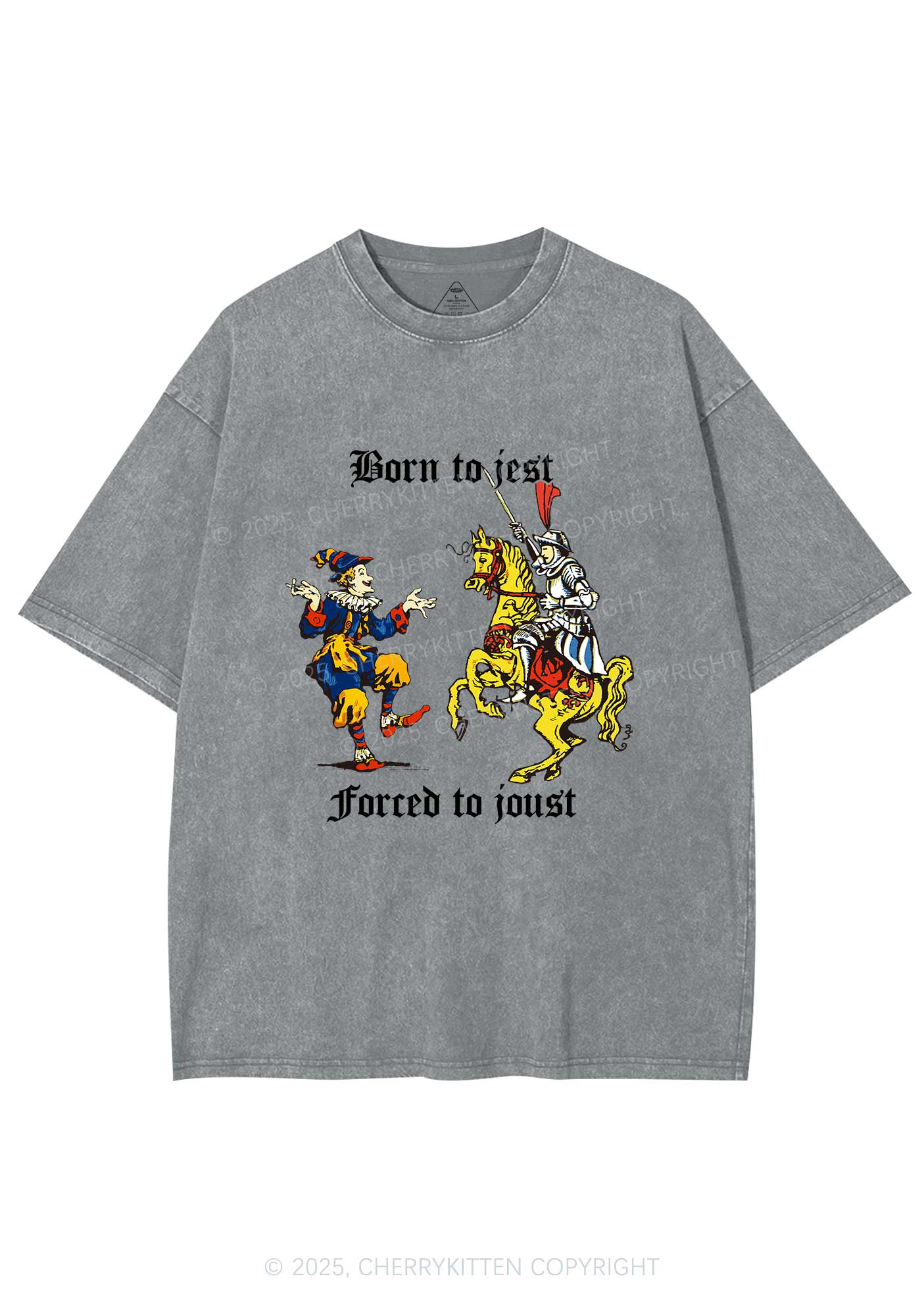 Born to Jest Forced to Joust Y2K Shirts Washed Tee Cherrykitten - Image 8