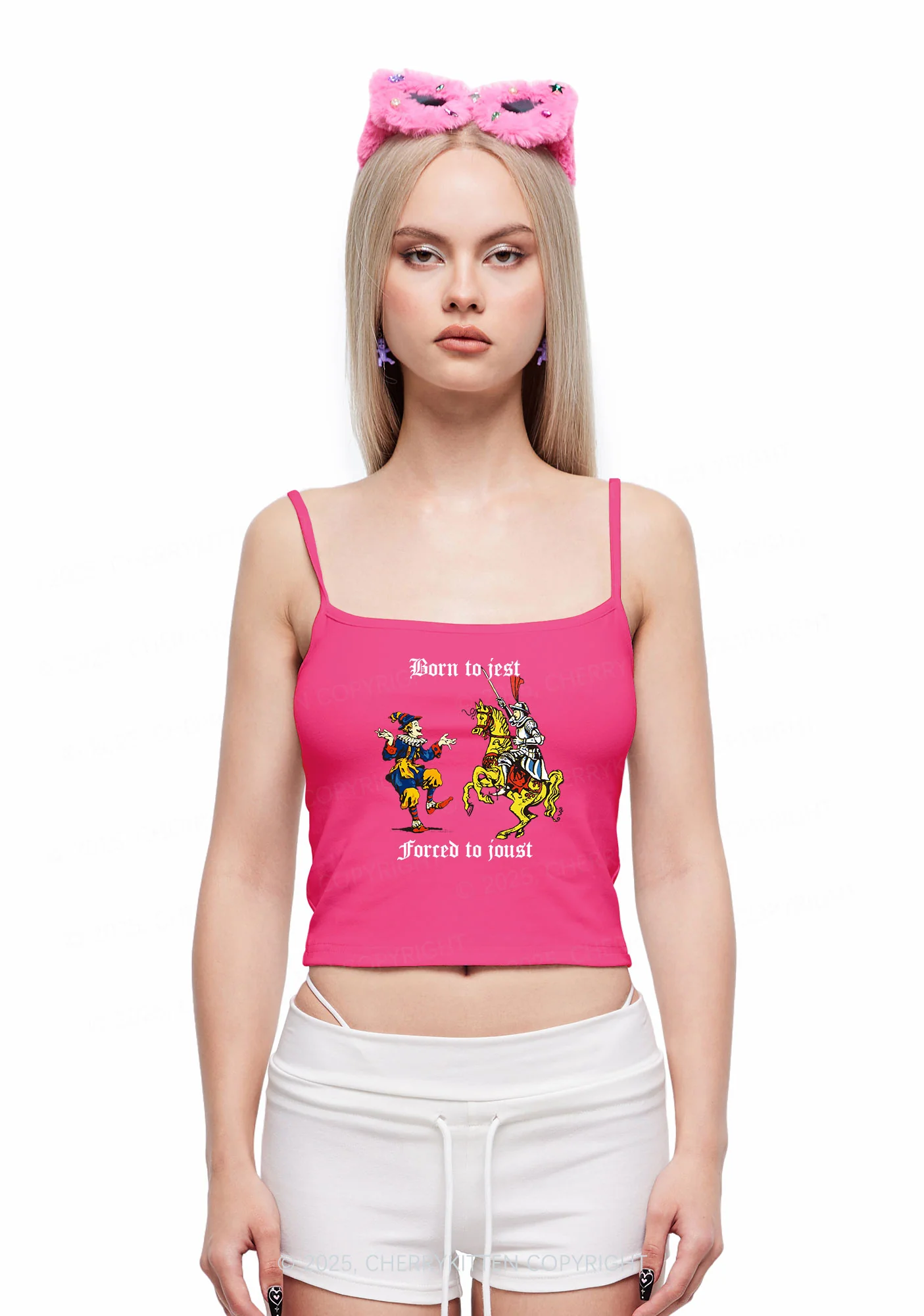 Born to Jest Forced to Joust Y2K Spaghetti Strap Cami Cherrykitten - Image 2