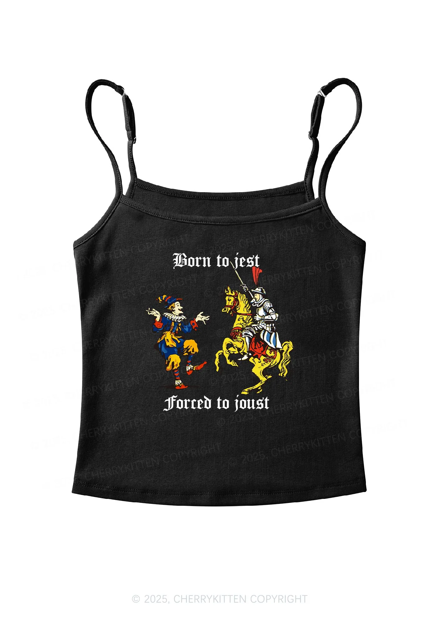 Born to Jest Forced to Joust Y2K Spaghetti Strap Cami Cherrykitten - Image 3