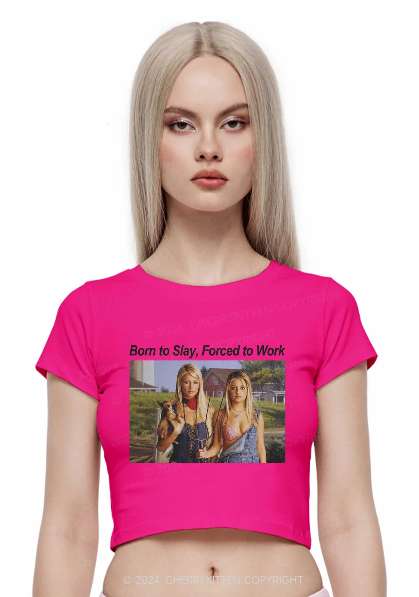 Born To Slay Y2K Baby Tee Cherrykitten - Image 3
