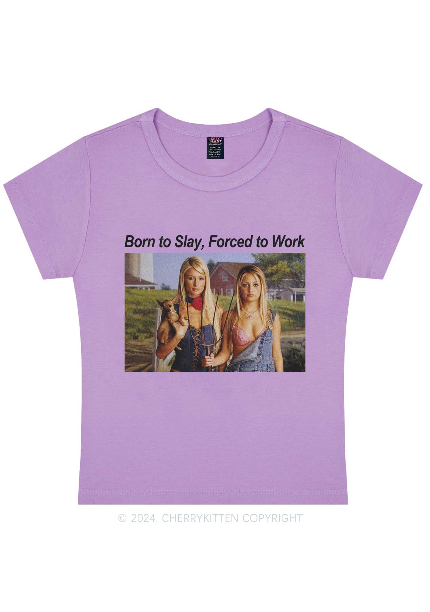 Born To Slay Y2K Baby Tee Cherrykitten - Image 5