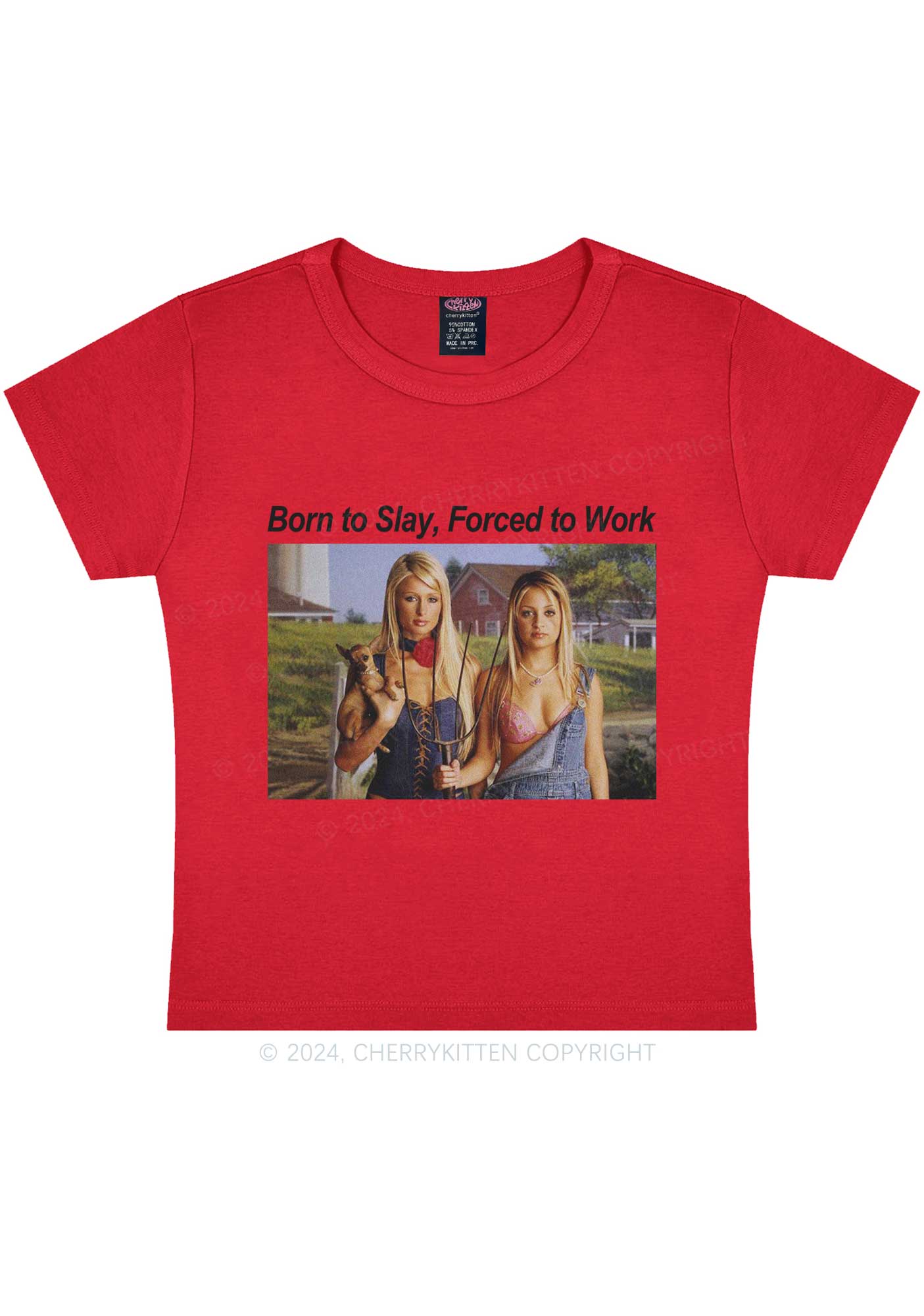 Born To Slay Y2K Baby Tee Cherrykitten - Image 7
