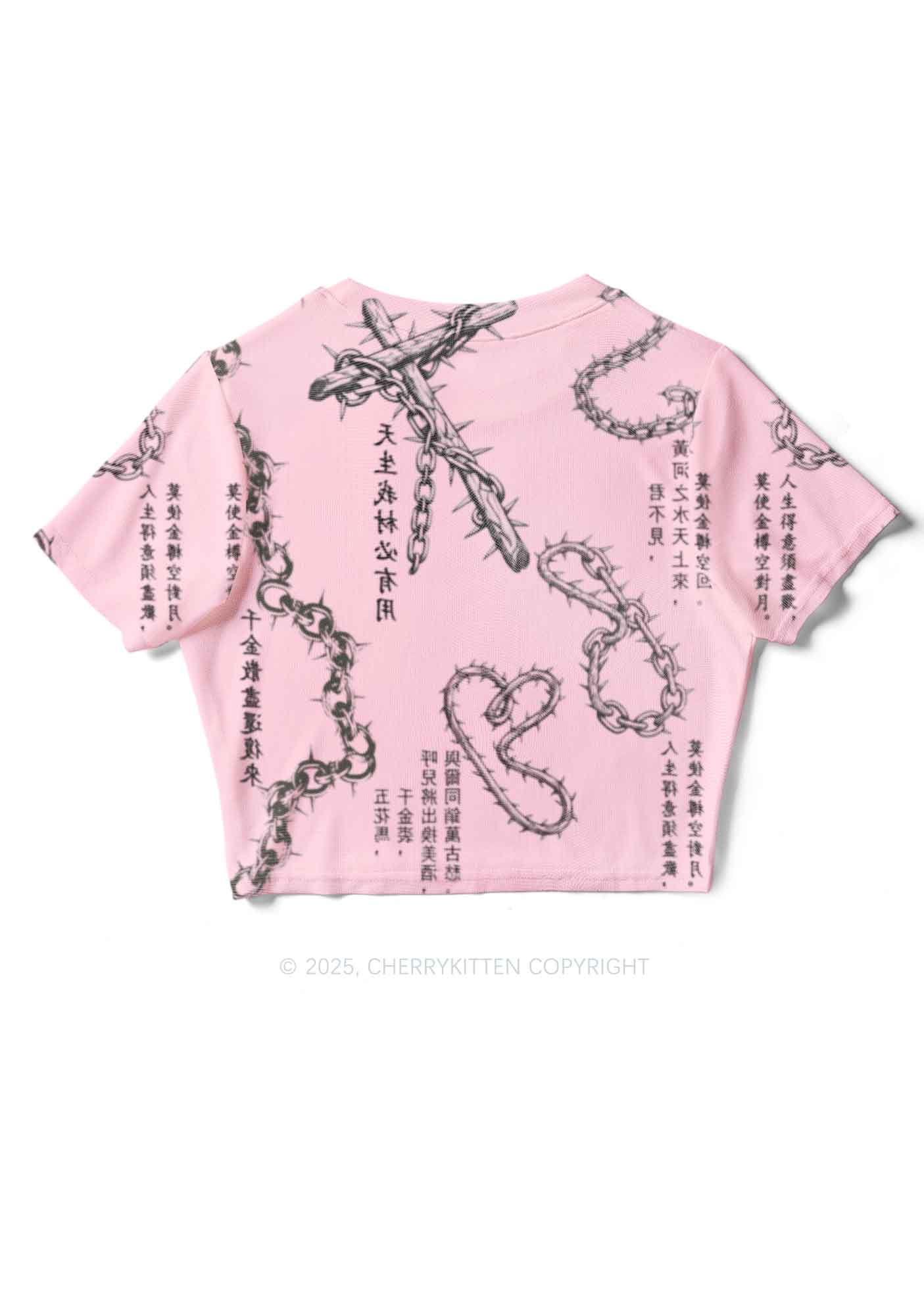Born To Slay Y2K Mesh Crop Top Cherrykitten - Image 4