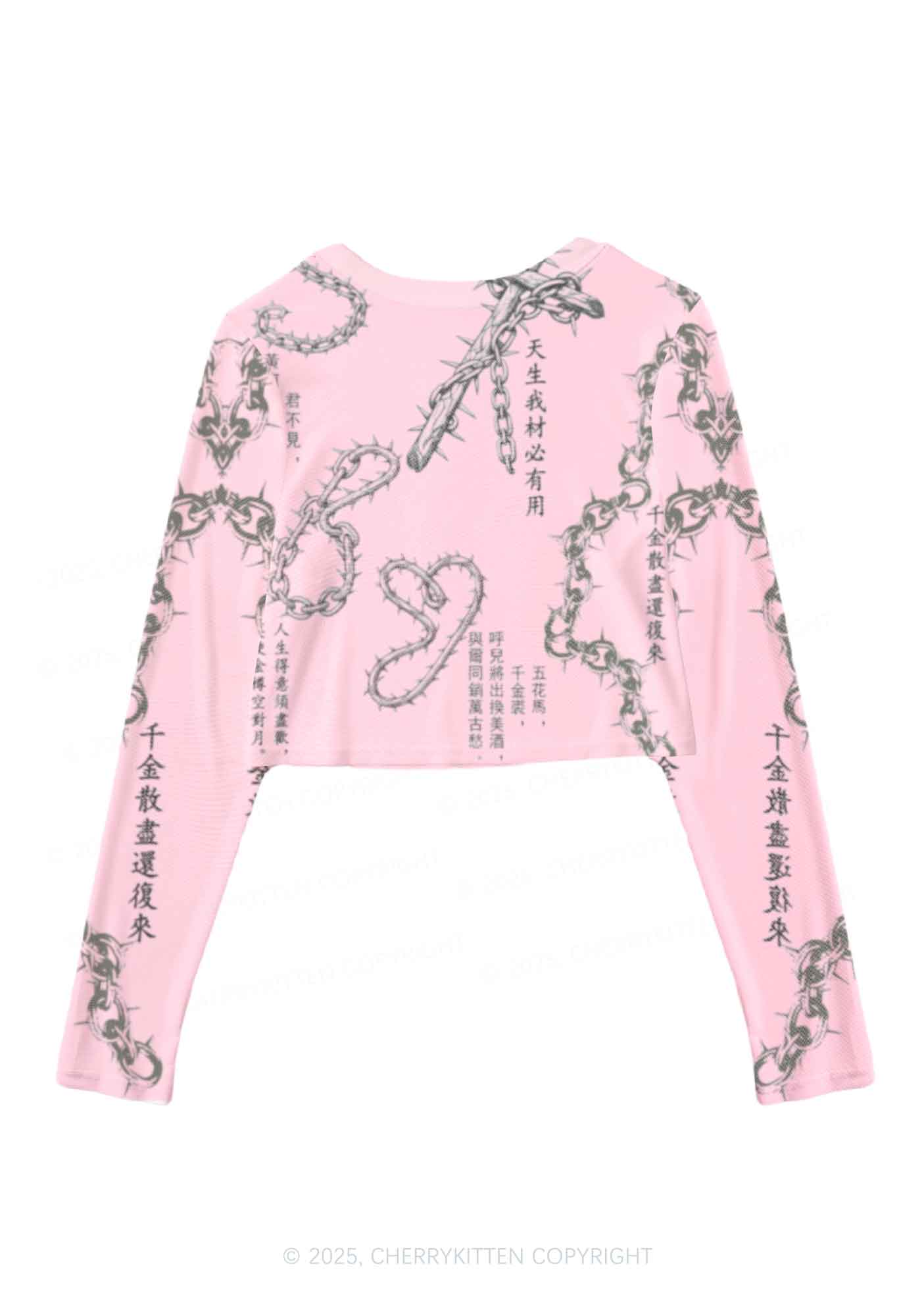 Born To Slay Y2K Mesh Long Sleeve Crop Top Cherrykitten - Image 2