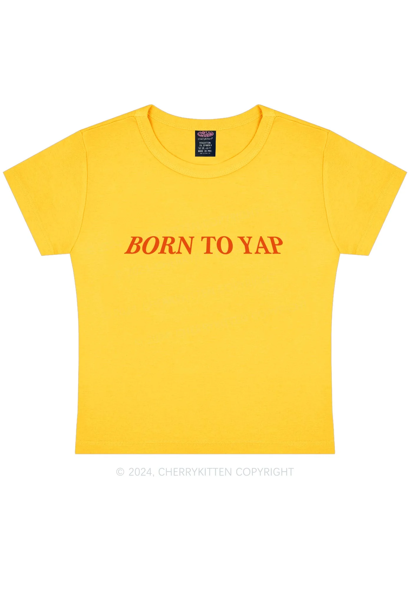 Born To Yap Y2K Baby Tee Cherrykitten - Image 4