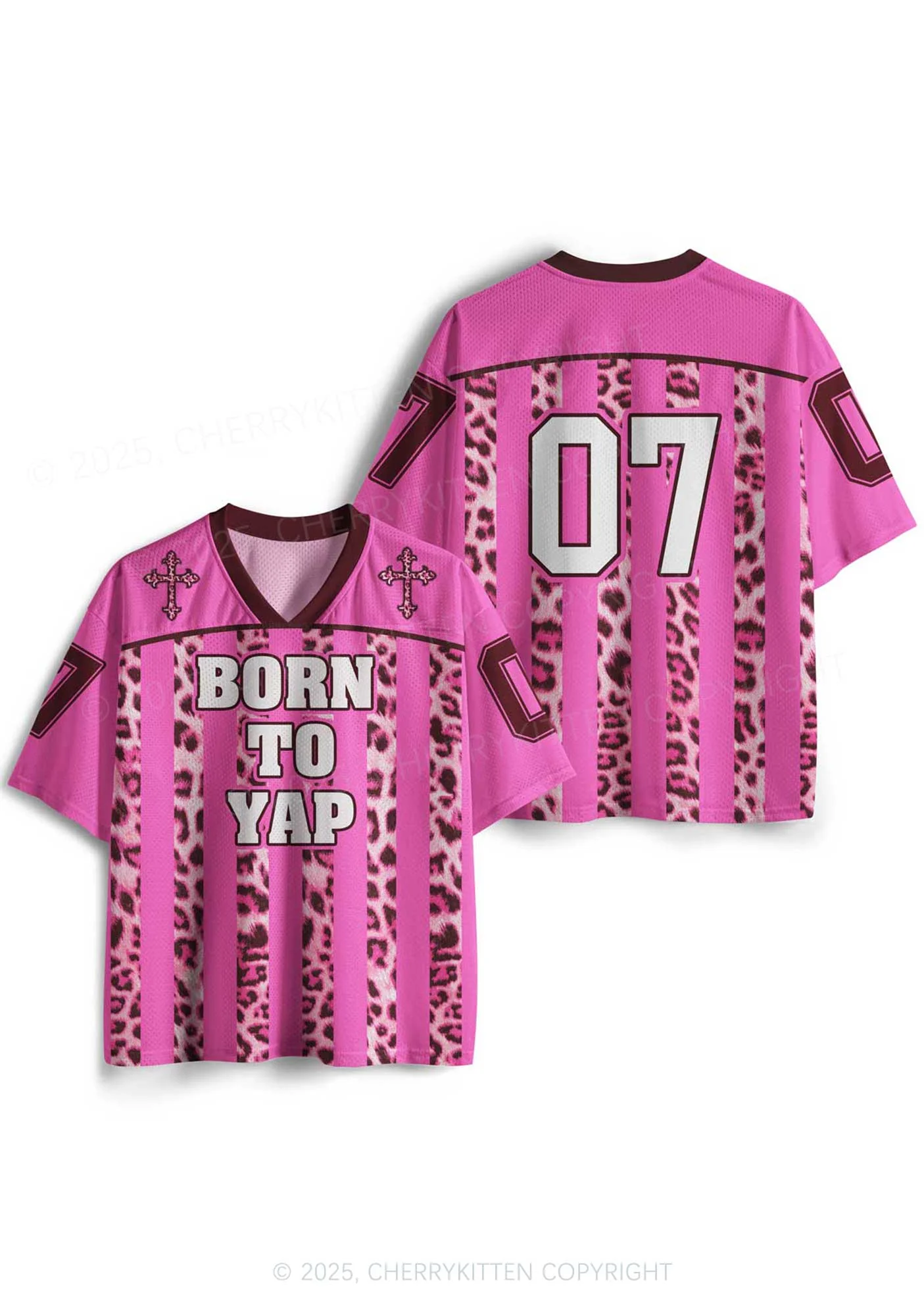 Custom Born To Yap Y2K Mesh Jersey Shirts Cherrykitten - Image 3