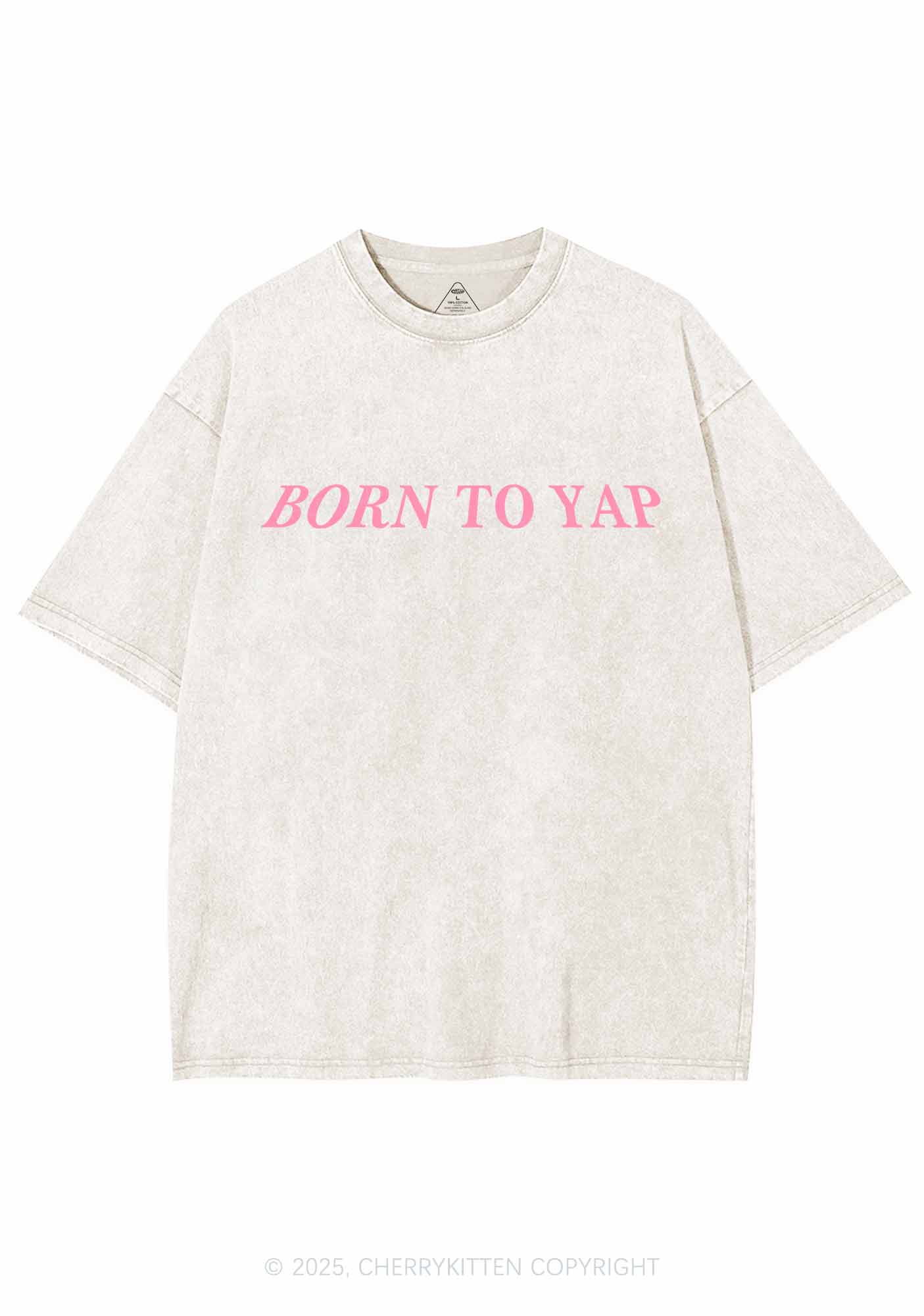 Born To Yap Y2K Washed Tee Cherrykitten - Image 5