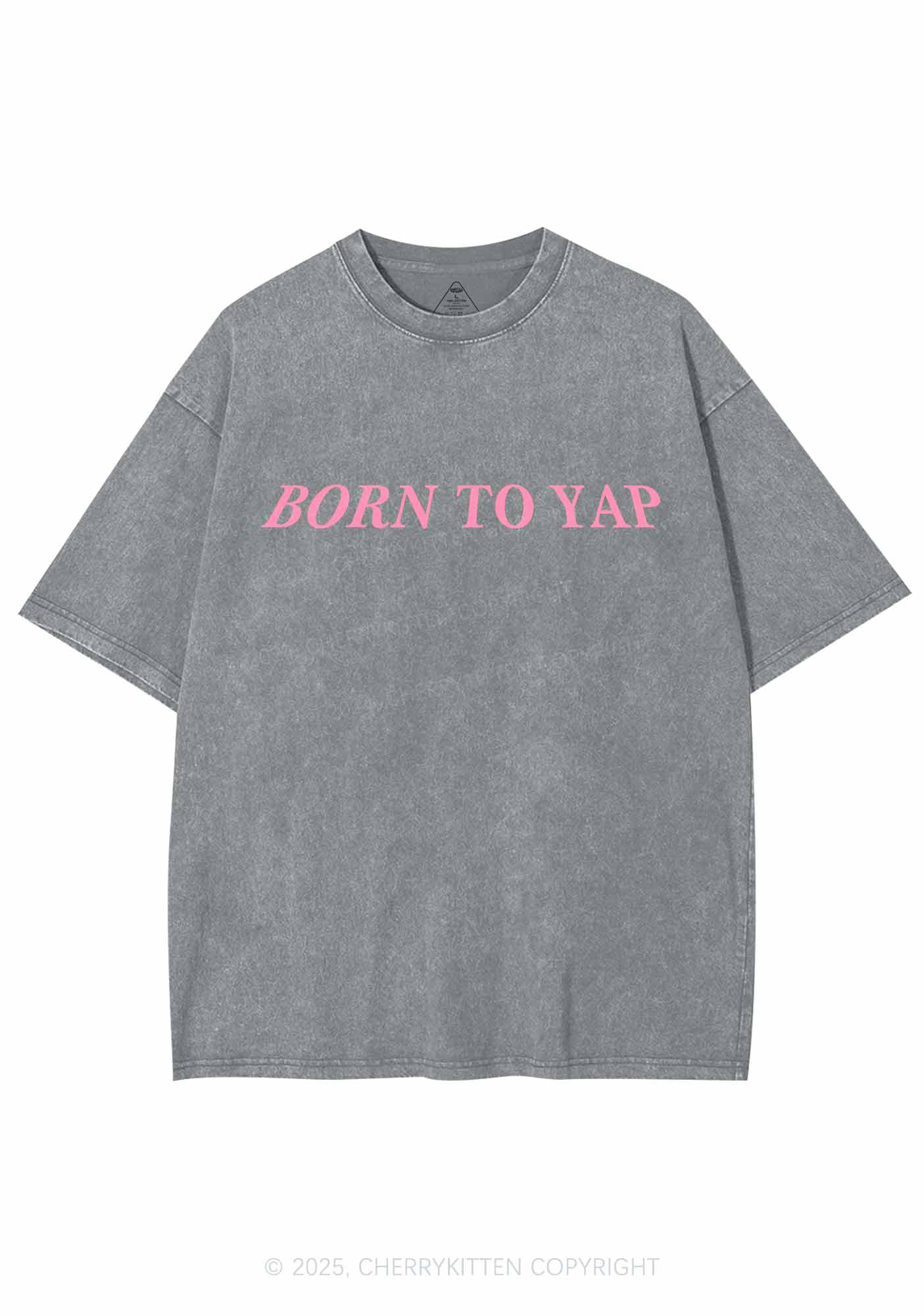 Born To Yap Y2K Washed Tee Cherrykitten - Image 6