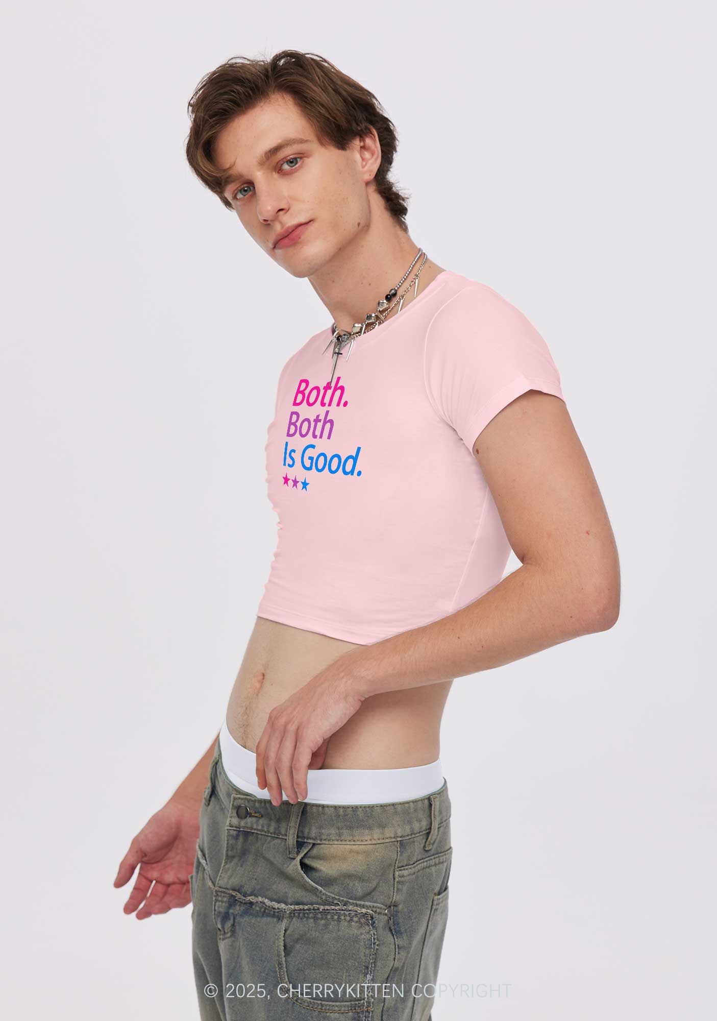 Both Is Good Pride Y2K Baby Tee Cherrykitten - Image 3