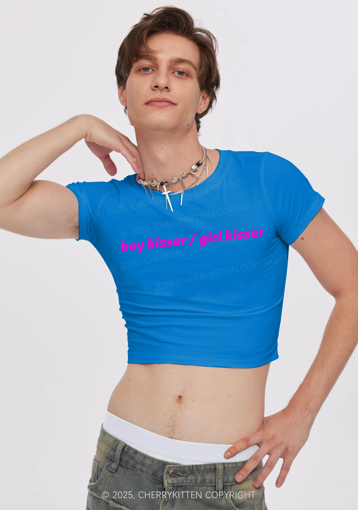 Boy Kisser Girl Kisser Pride Y2K Baby Tee Cherrykitten - Image 3