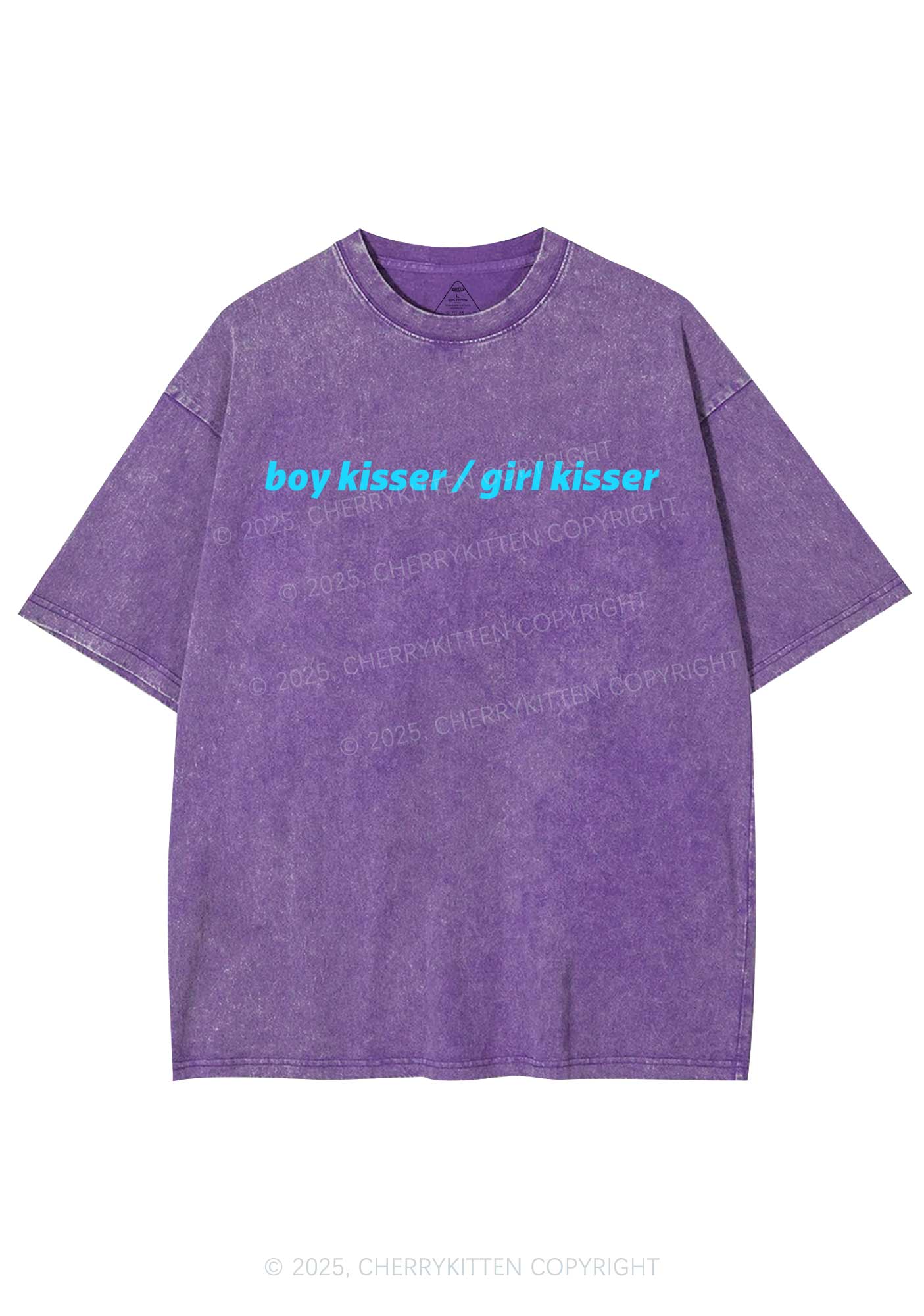 Boy Kisser Girl Kisser Pride Y2K Shirts Washed Tee Cherrykitten - Image 4