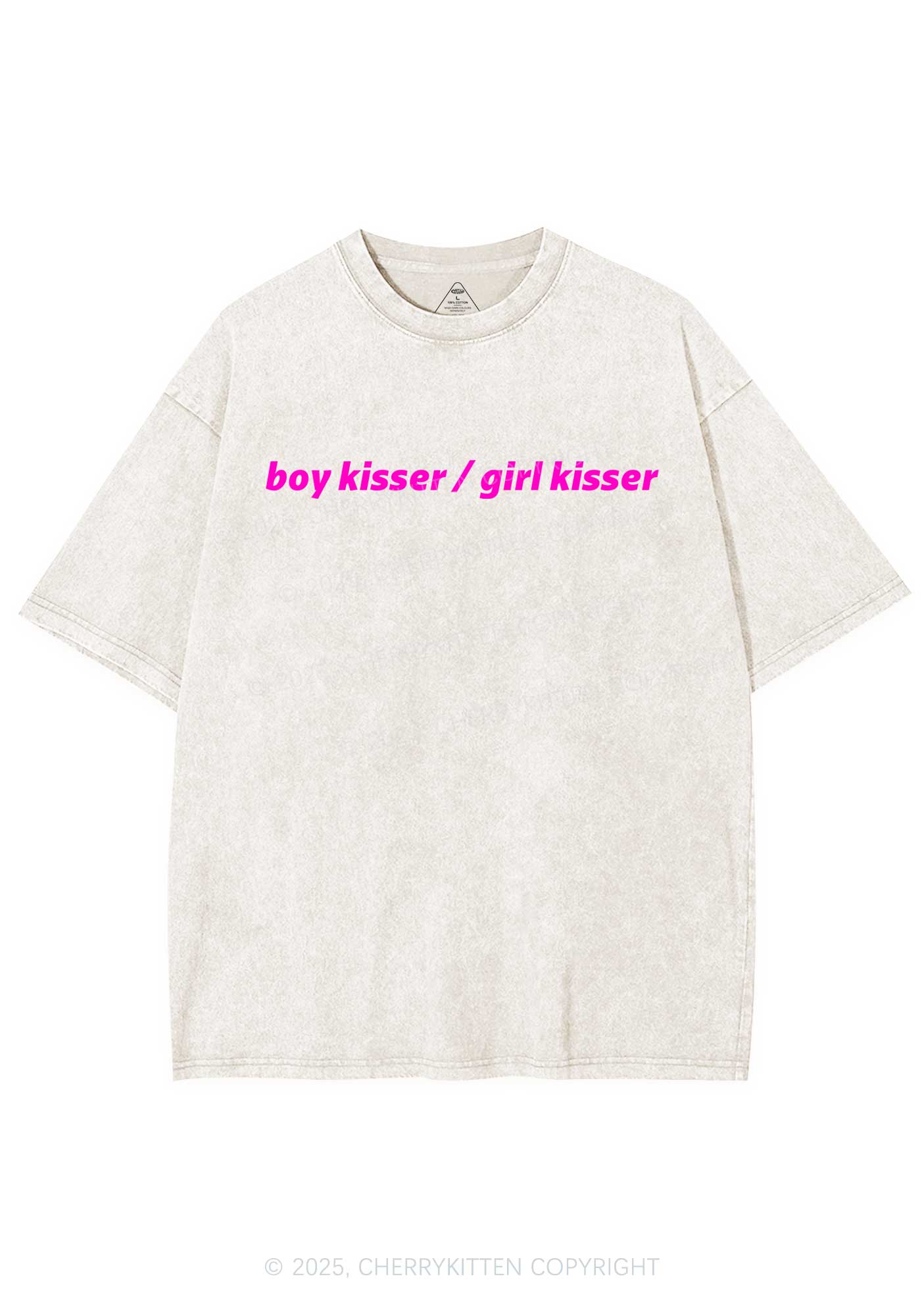 Boy Kisser Girl Kisser Pride Y2K Shirts Washed Tee Cherrykitten - Image 5