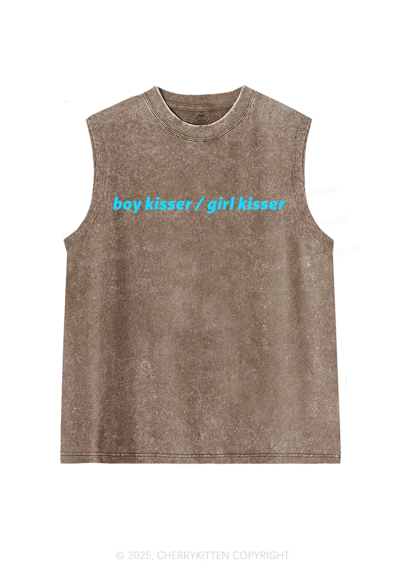 Boy Kisser Girl Kisser Pride Y2K Washed Muscle Tank Cherrykitten - Image 5