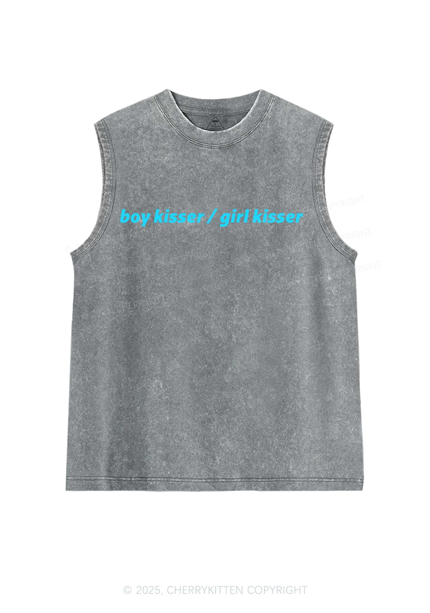Boy Kisser Girl Kisser Pride Y2K Washed Muscle Tank Cherrykitten - Image 6