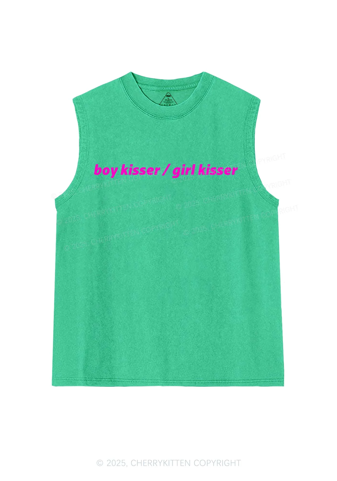 Boy Kisser Girl Kisser Pride Y2K Washed Muscle Tank Cherrykitten - Image 7