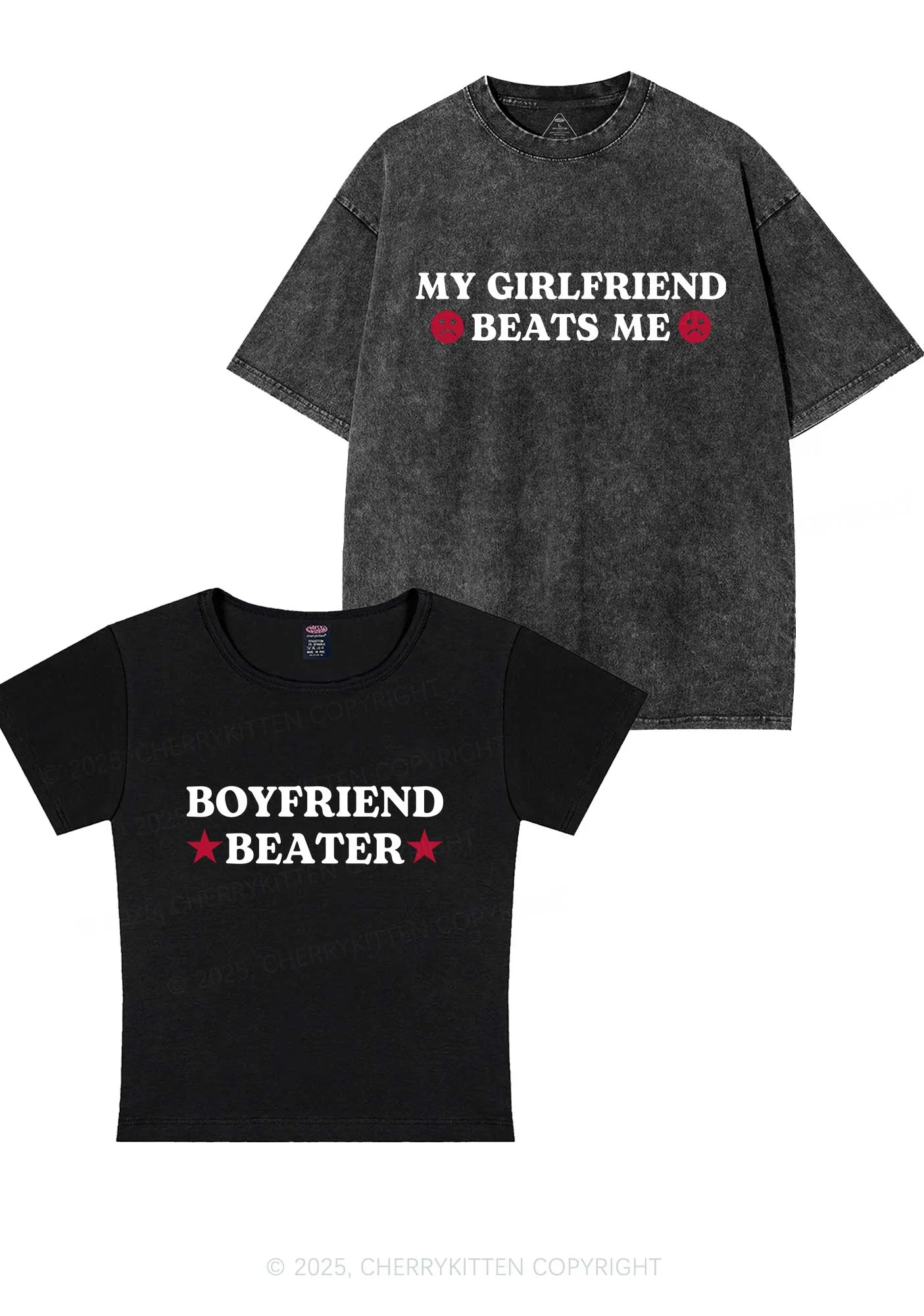 Boyfriend Beater Y2K Valentine's Day Couple Shirt Cherrykitten - Image 4