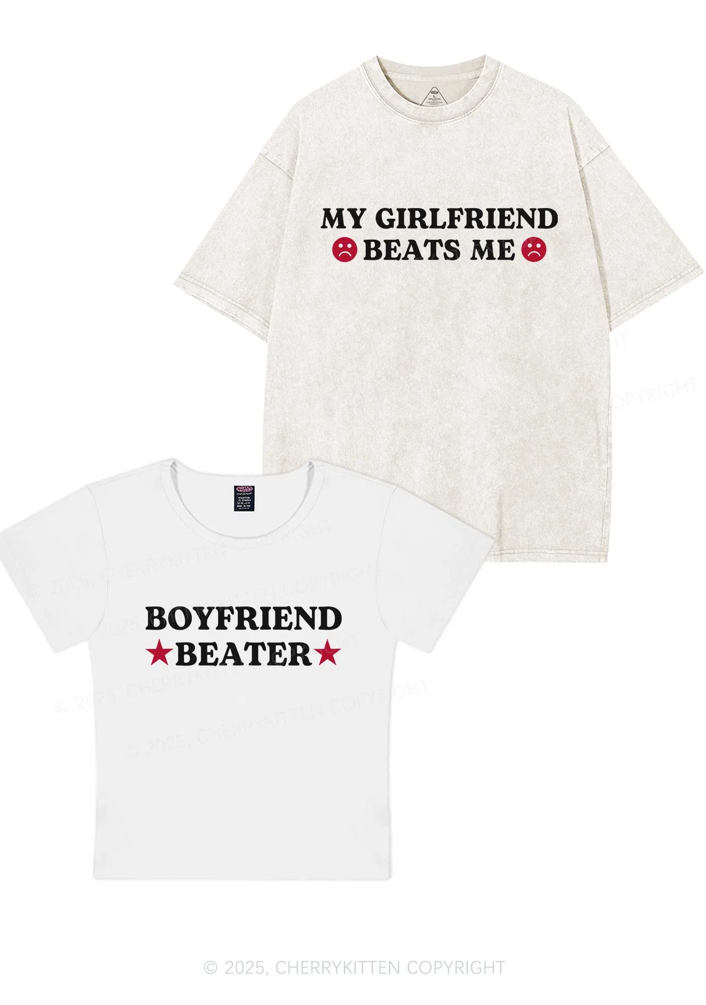 Boyfriend Beater Y2K Valentine's Day Couple Shirt Cherrykitten - Image 9