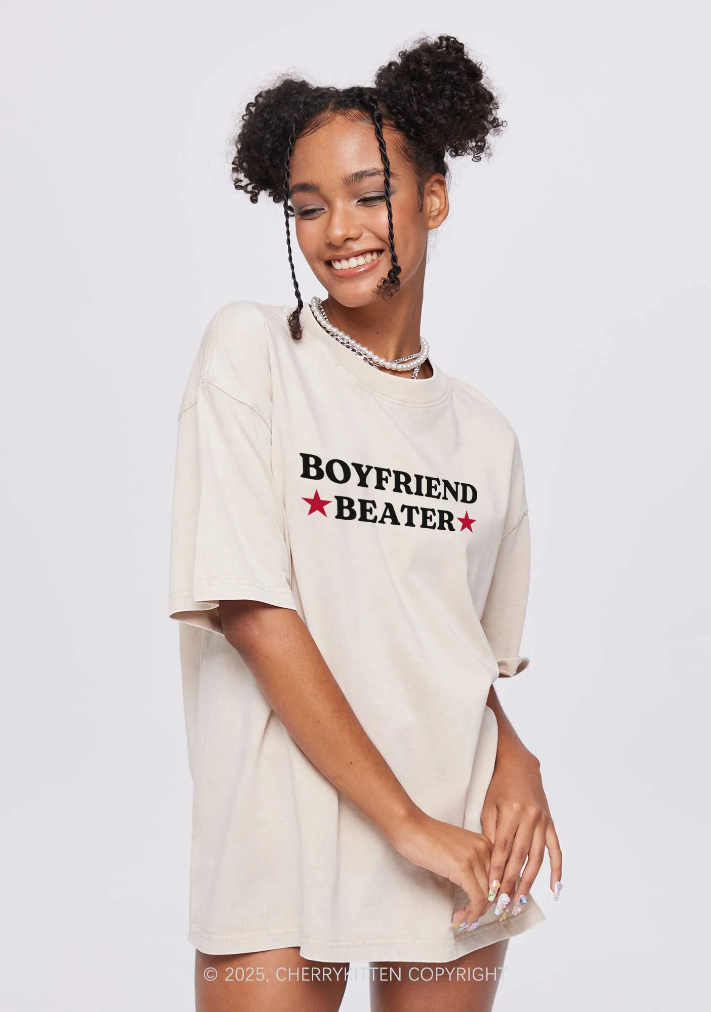 Boyfriend Beater Y2K Valentine's Day Washed Tee Cherrykitten - Image 2