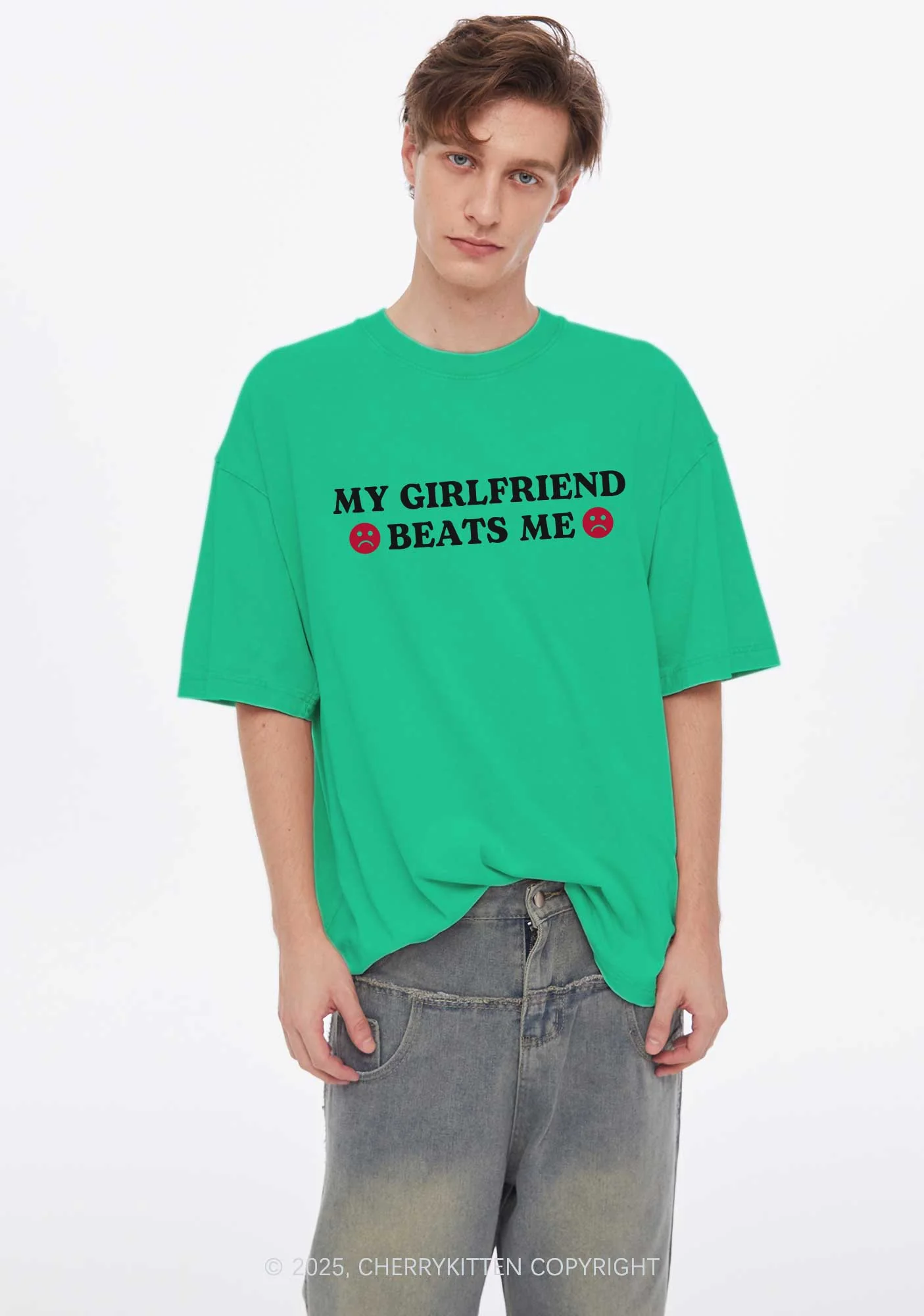 Boyfriend Beater Y2K Valentine's Day Washed Tee Cherrykitten - Image 3