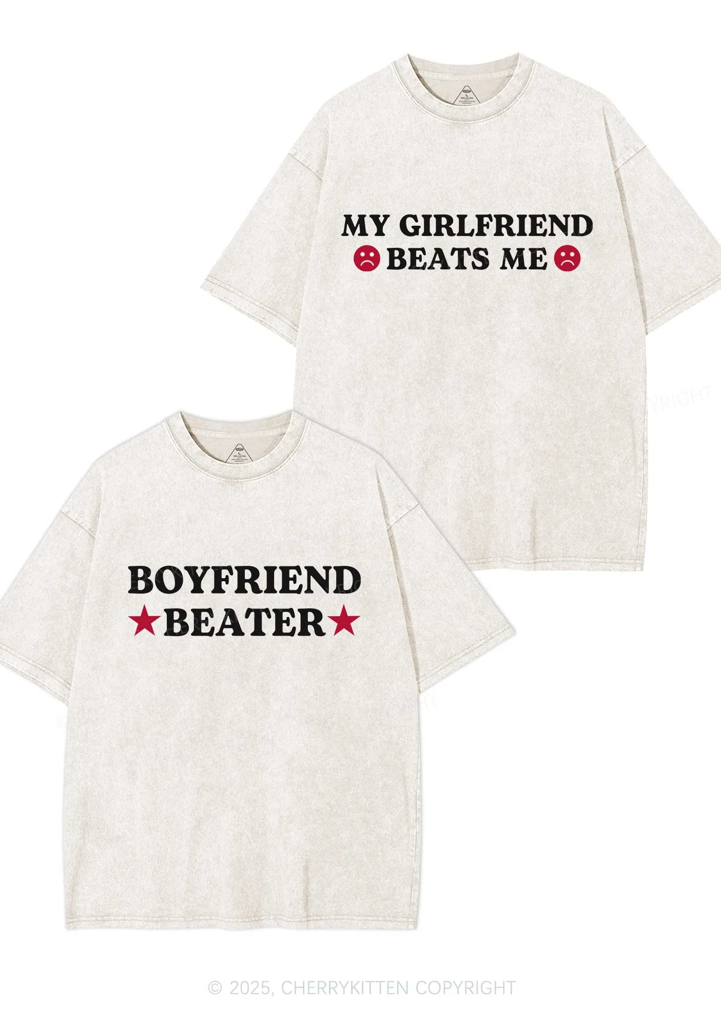 Boyfriend Beater Y2K Valentine's Day Washed Tee Cherrykitten - Image 6