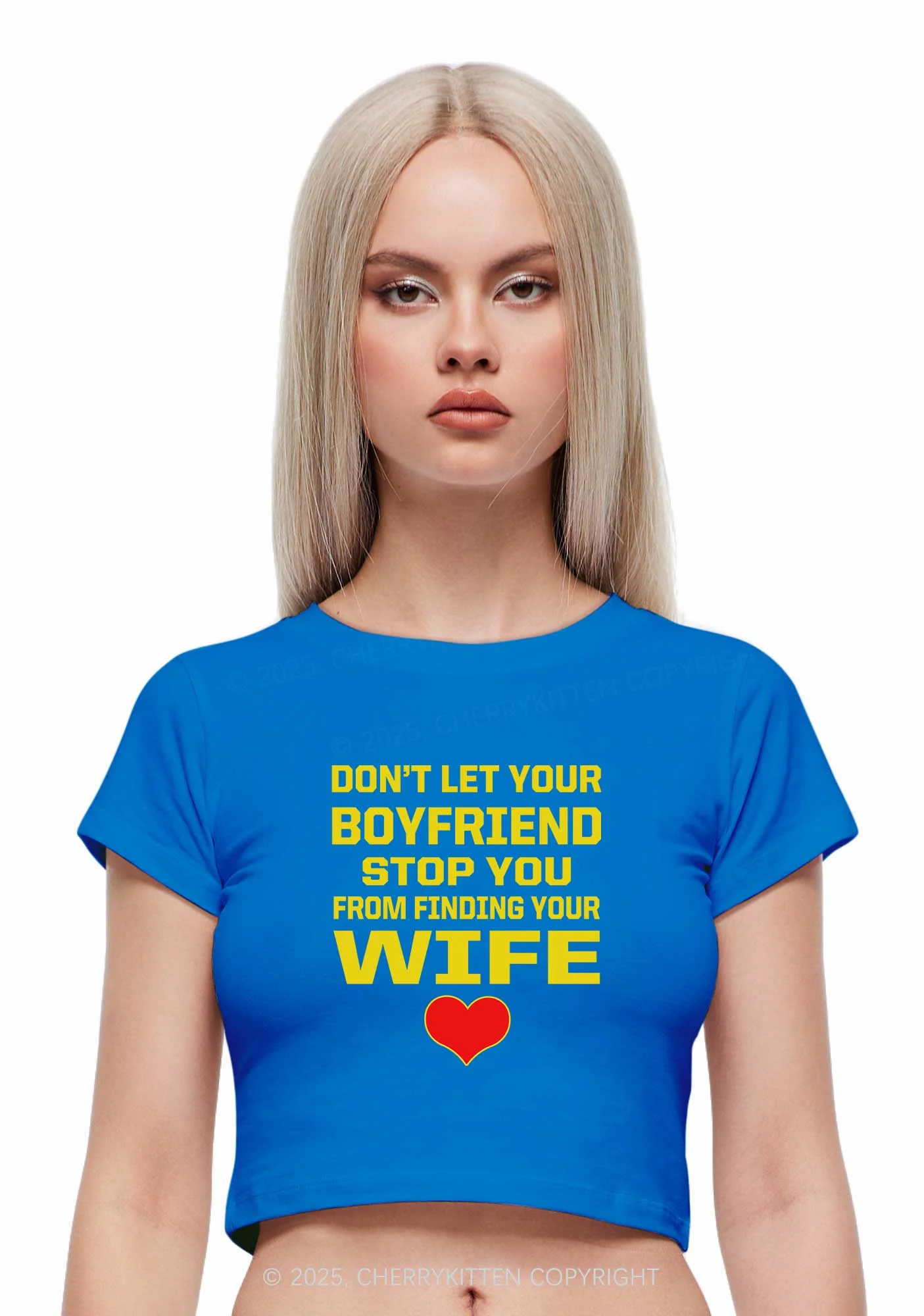 Boyfriend Wife Pride Y2K Baby Tee Cherrykitten - Image 2