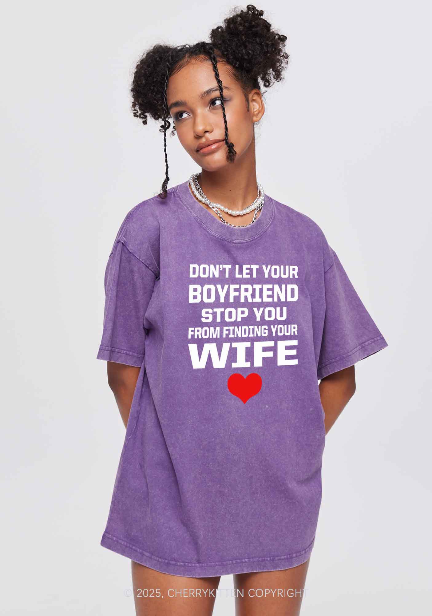 Boyfriend Wife Pride Y2K Shirts Washed Tee Cherrykitten - Image 2