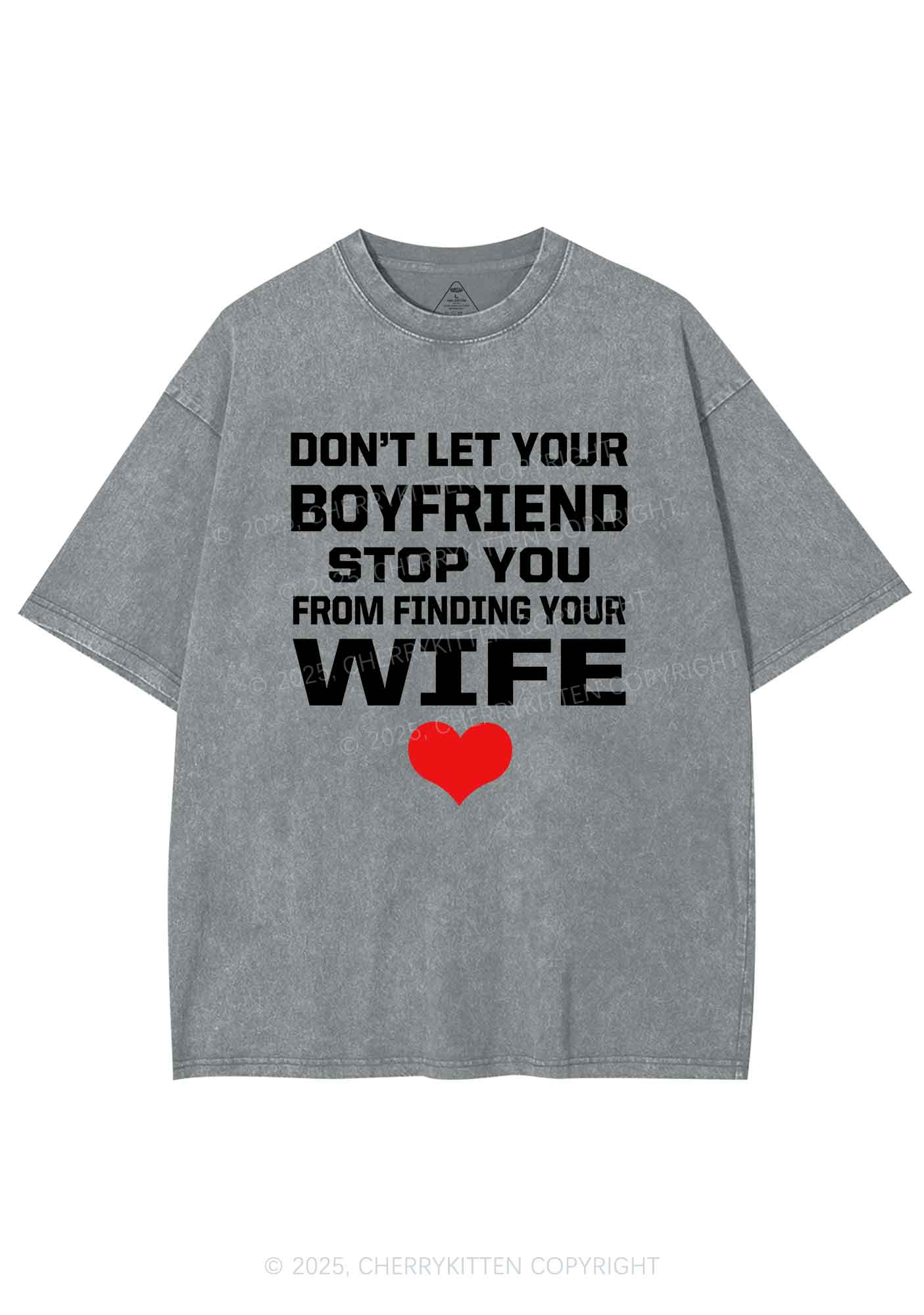 Boyfriend Wife Pride Y2K Shirts Washed Tee Cherrykitten - Image 8