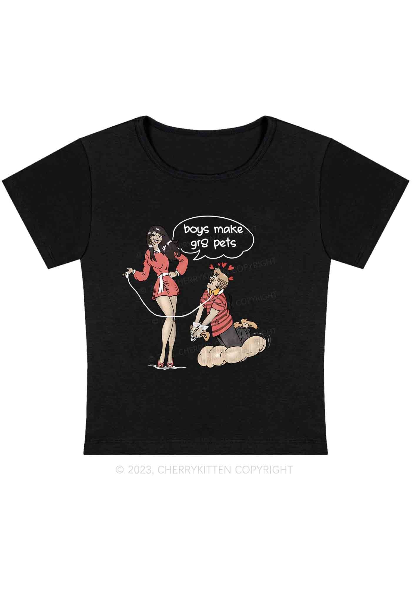Boys Make Gr8 Pets For Girls Y2K Baby Tee Cherrykitten - Image 3