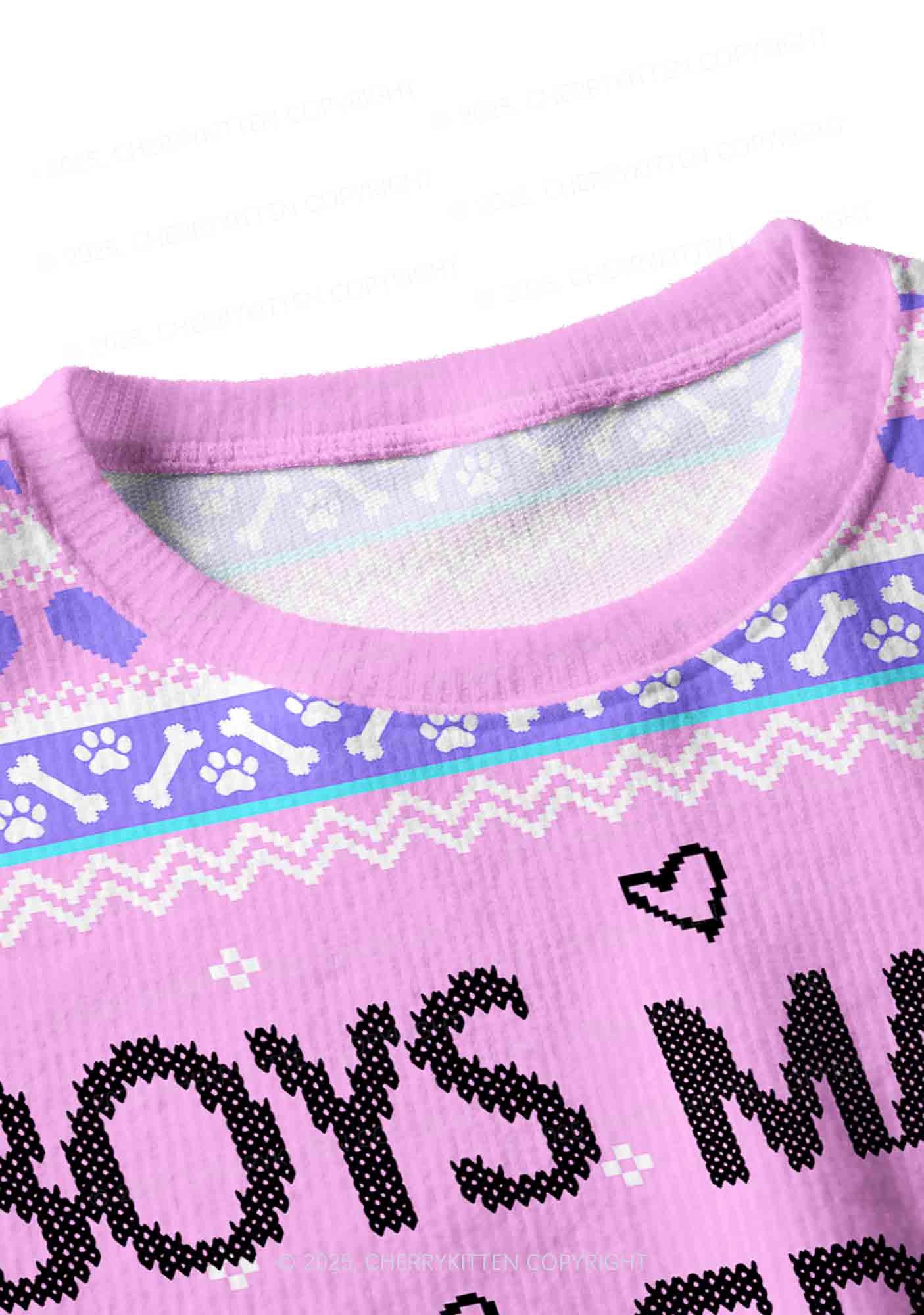 Boys Make Gr8 Pets Y2K Christmas Crop Knit Sweatshirt Cherrykitten - Image 4