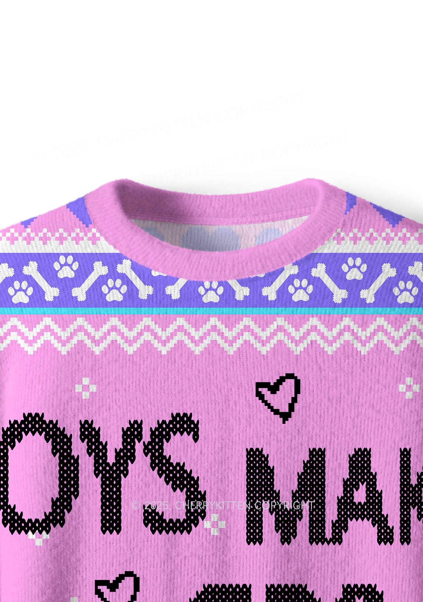 Boys Make Gr8 Pets Y2K Christmas Knit Sweatshirt Cherrykitten - Image 5