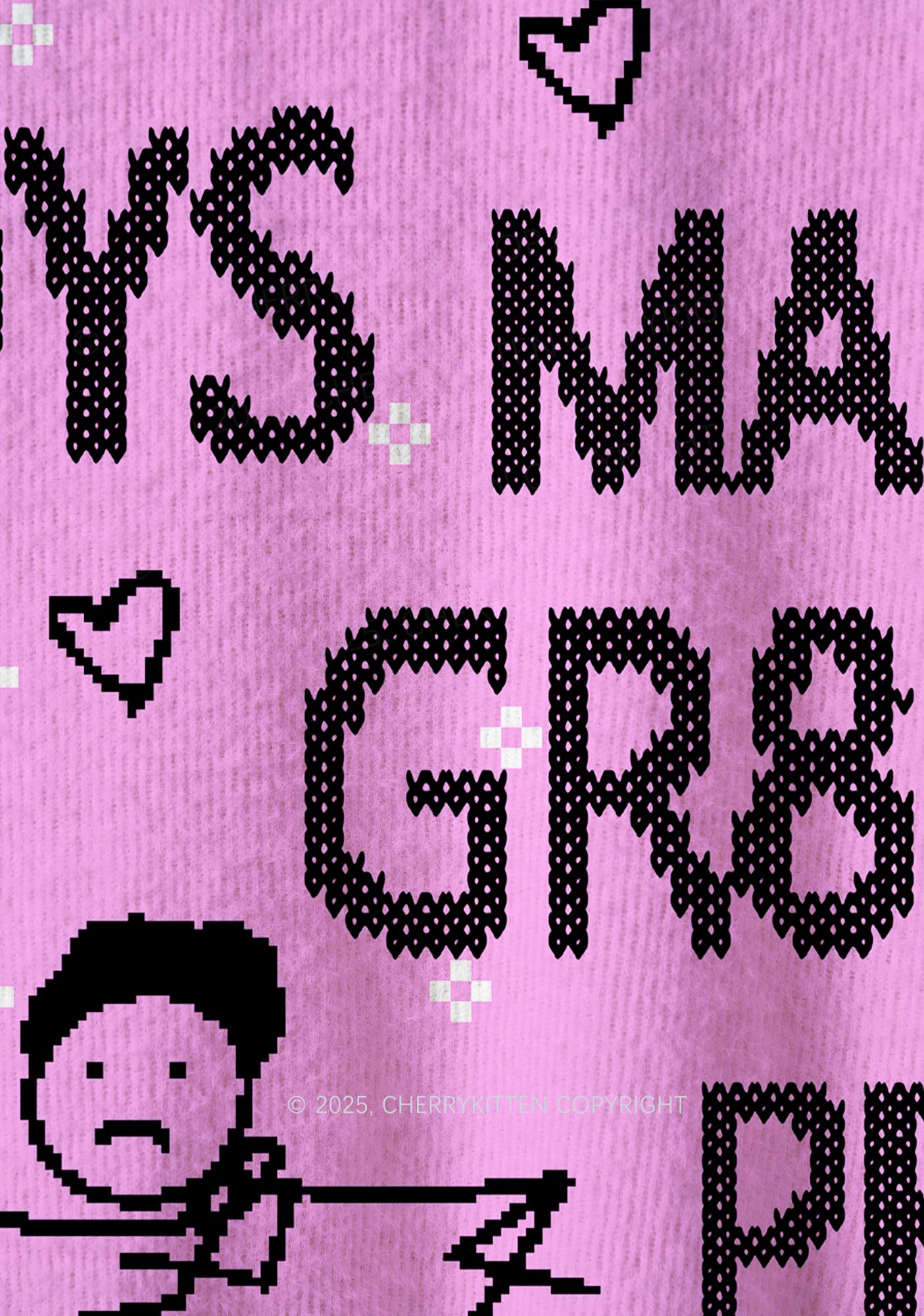 Boys Make Gr8 Pets Y2K Christmas Knit Sweatshirt Cherrykitten - Image 6