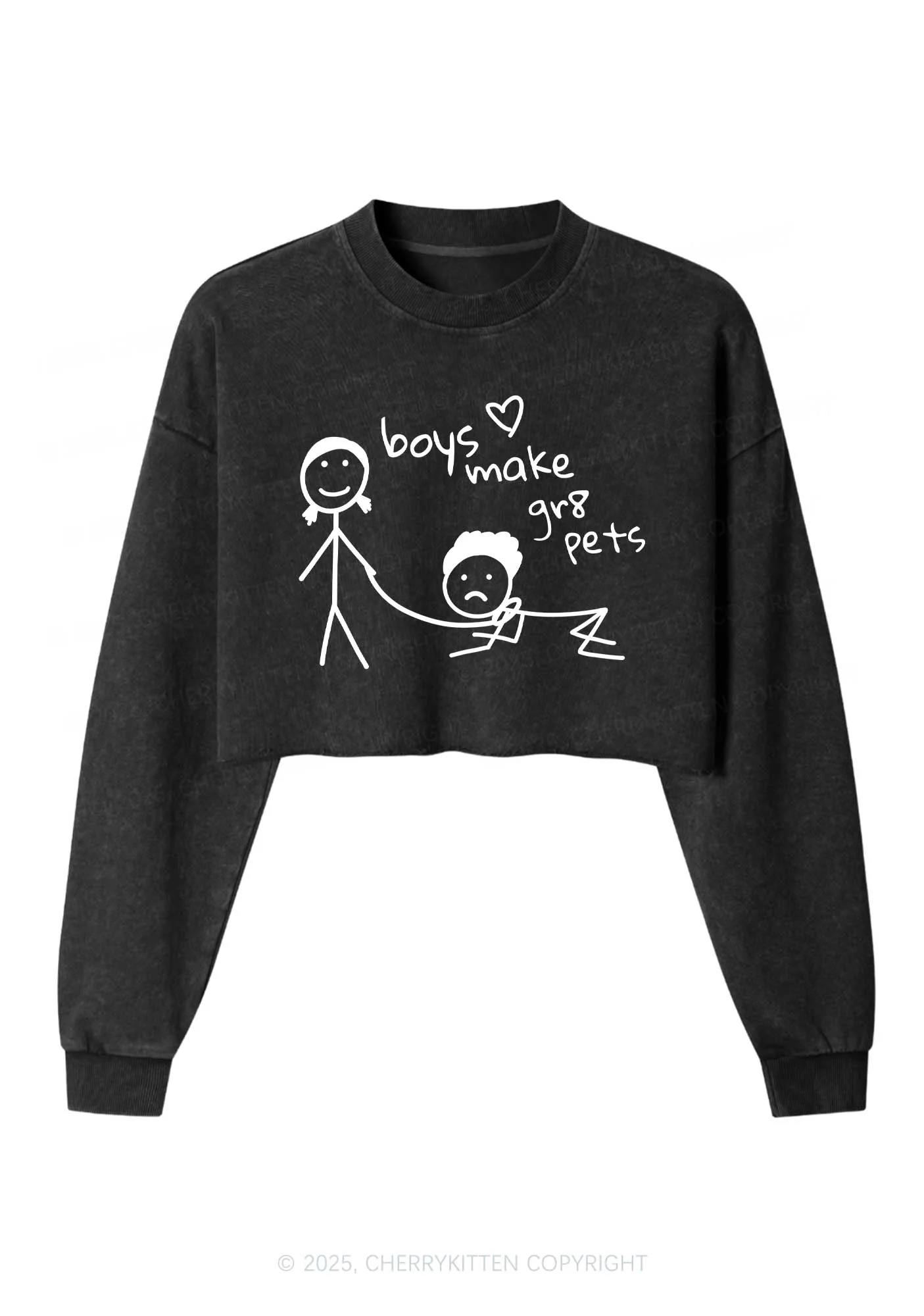 Boys Make Gr8 Pets Y2K Crop Washed Sweatshirts Cherrykitten - Image 3