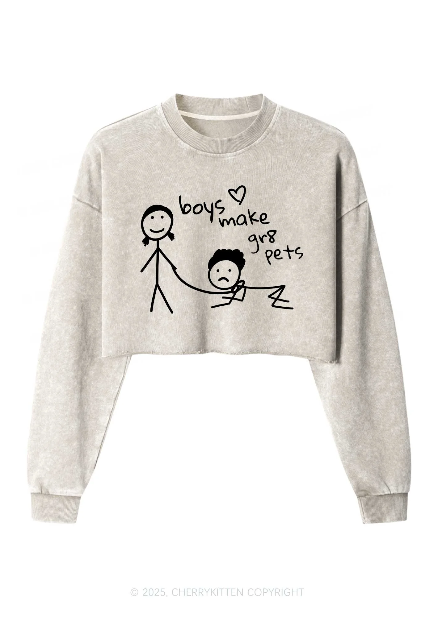Boys Make Gr8 Pets Y2K Crop Washed Sweatshirts Cherrykitten - Image 4