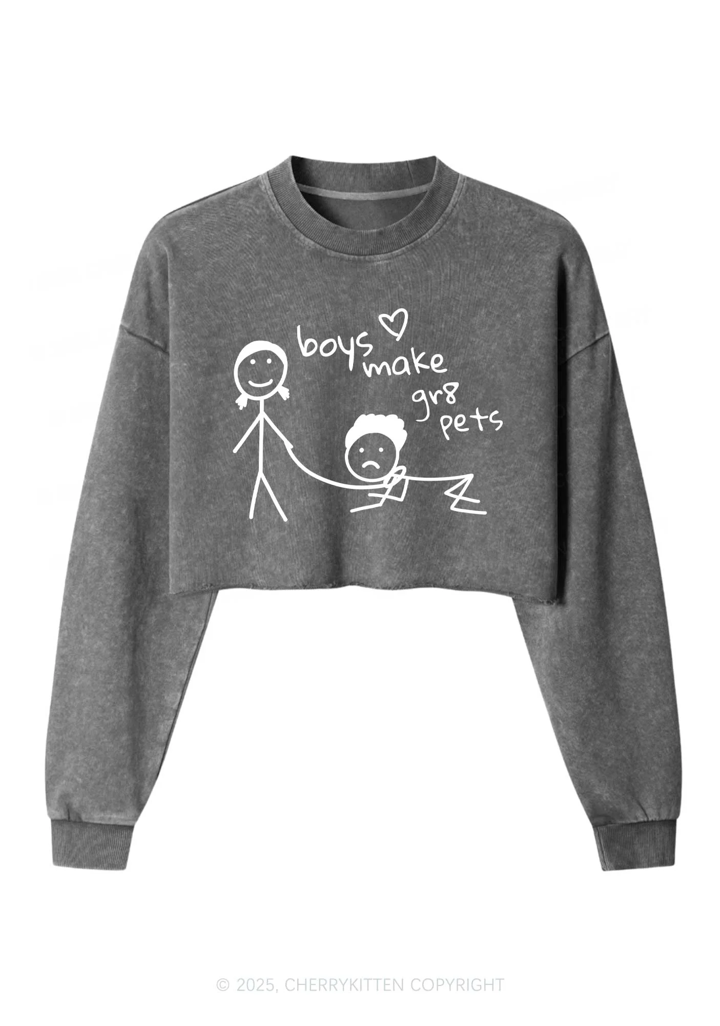 Boys Make Gr8 Pets Y2K Crop Washed Sweatshirts Cherrykitten - Image 5