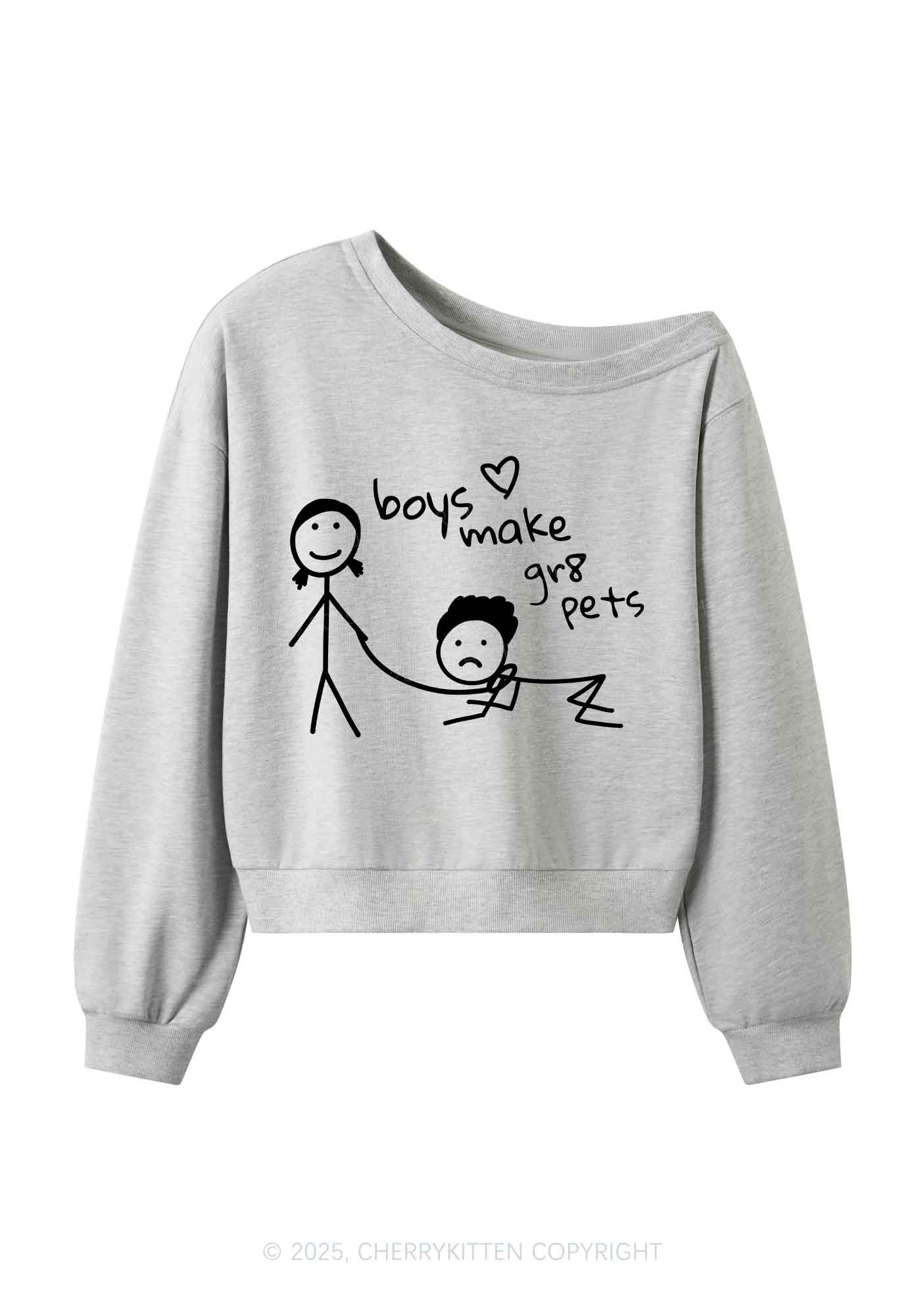 Boys Make Gr8 Pets Y2K Off Shoulder Sweatshirts Cherrykitten - Image 3