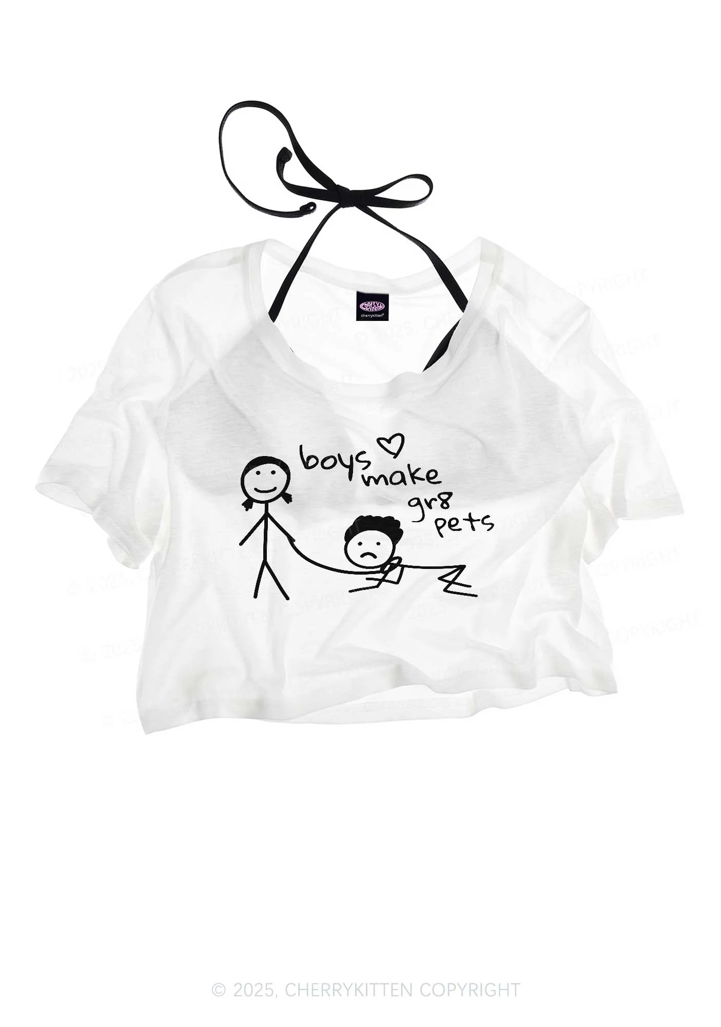 Boys Make Gr8 Pets Y2K Sheer Crop Tee Cherrykitten - Image 3