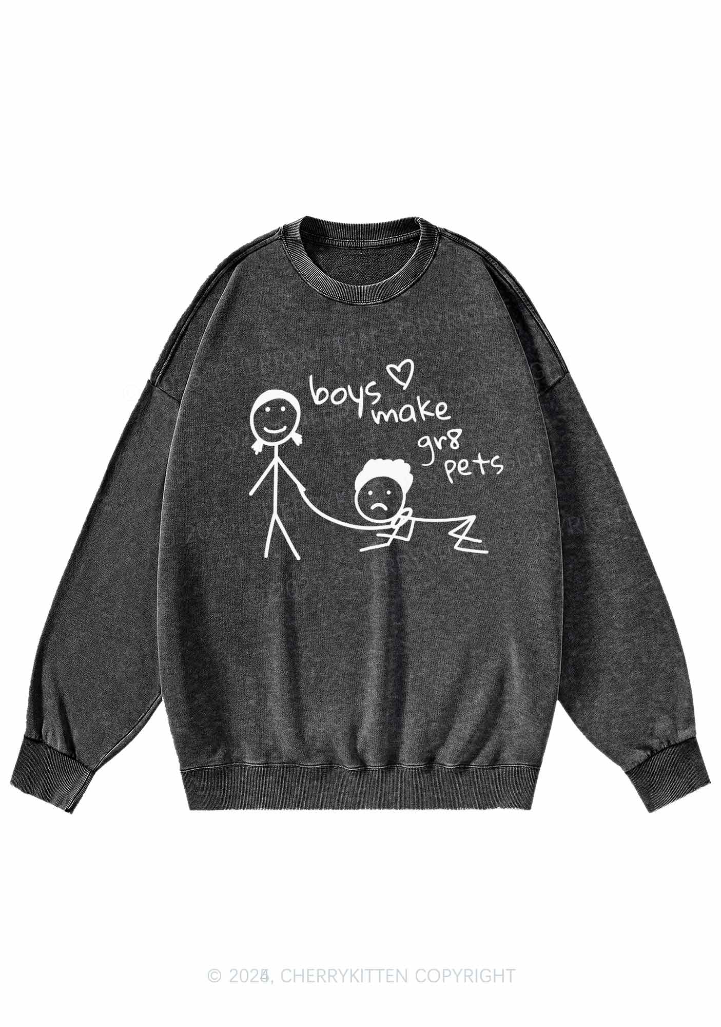 Boys Make Gr8 Pets Y2K Washed Sweatshirts Cherrykitten - Image 3