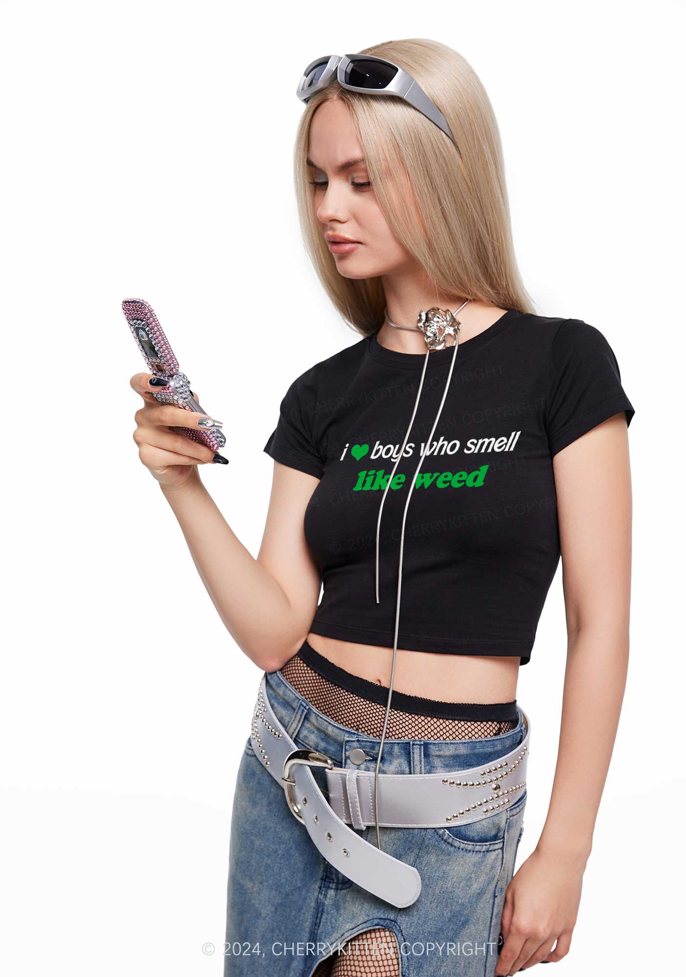 Boys Smell Like Wxxd Y2K Baby Tee Cherrykitten - Image 2