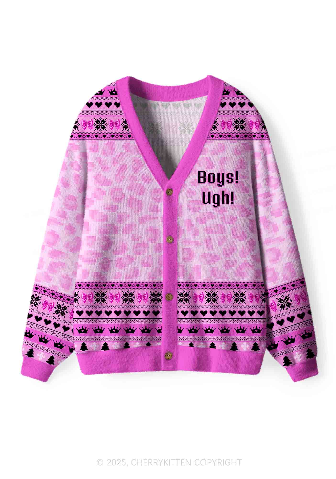 Boys Ugh Y2K Christmas Cardigan Knit Sweatshirt Cherrykitten - Image 3