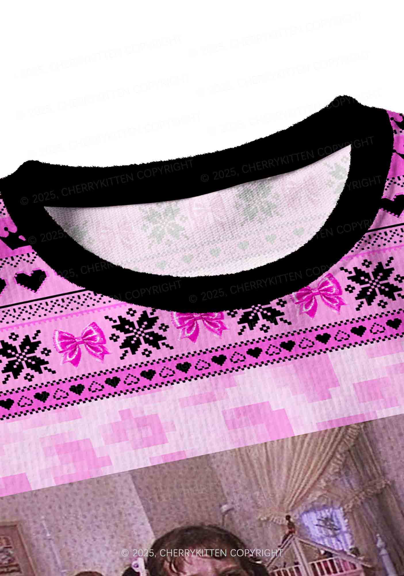 Boys Ugh Y2K Christmas Crop Knit Sweatshirt Cherrykitten - Image 4