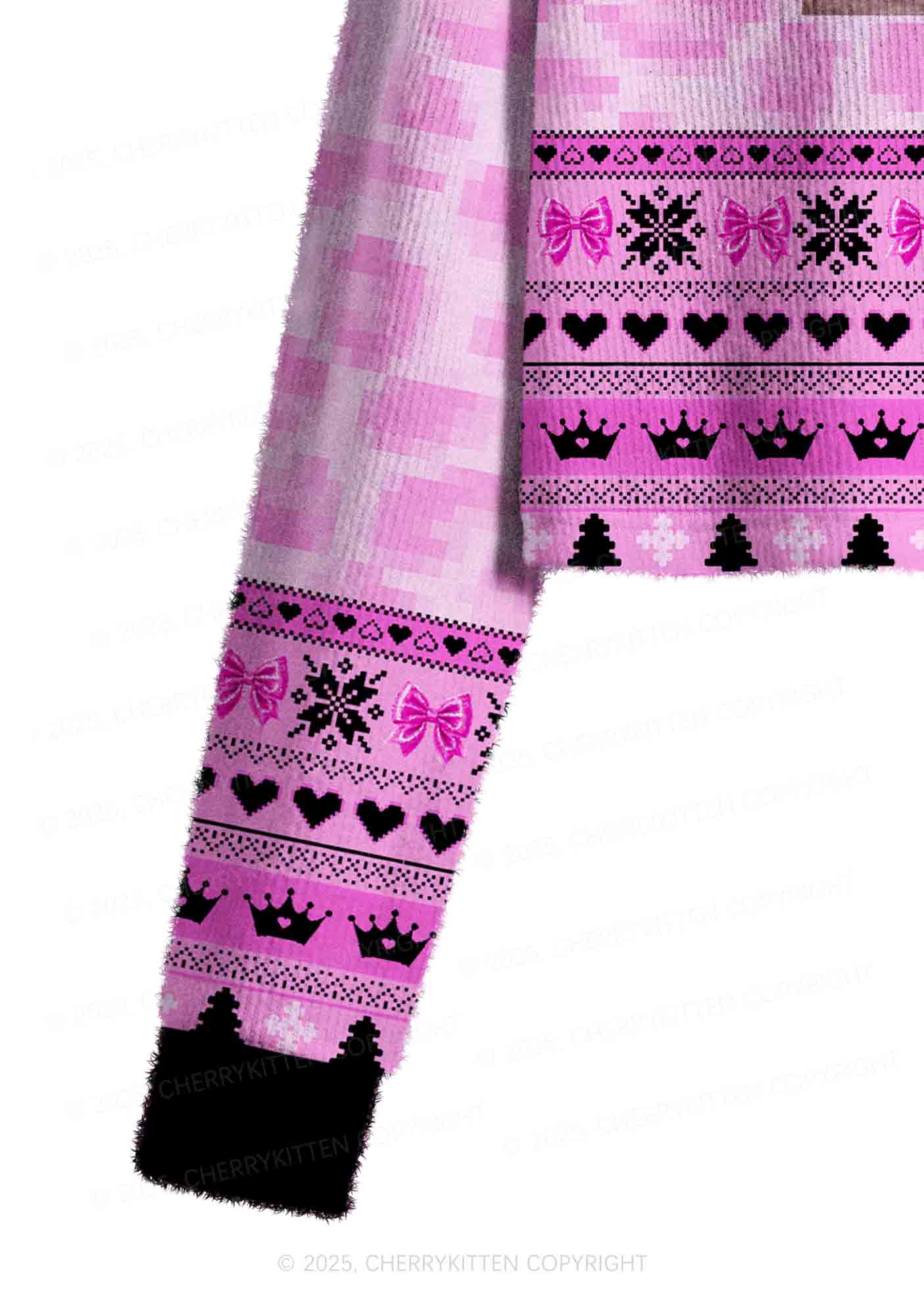 Boys Ugh Y2K Christmas Crop Knit Sweatshirt Cherrykitten - Image 5