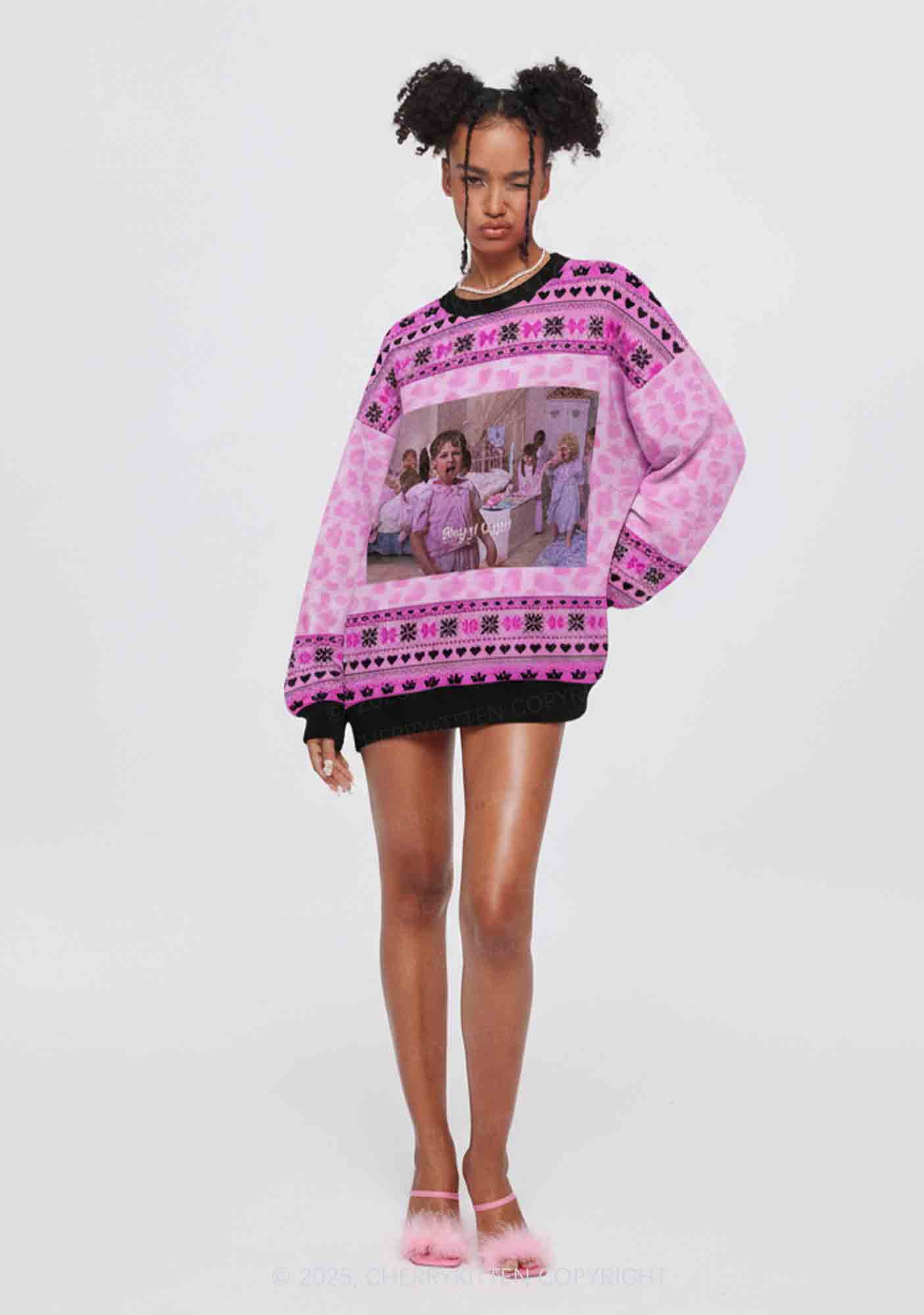 Boys Ugh Y2K Christmas Knit Sweatshirt Cherrykitten - Image 2