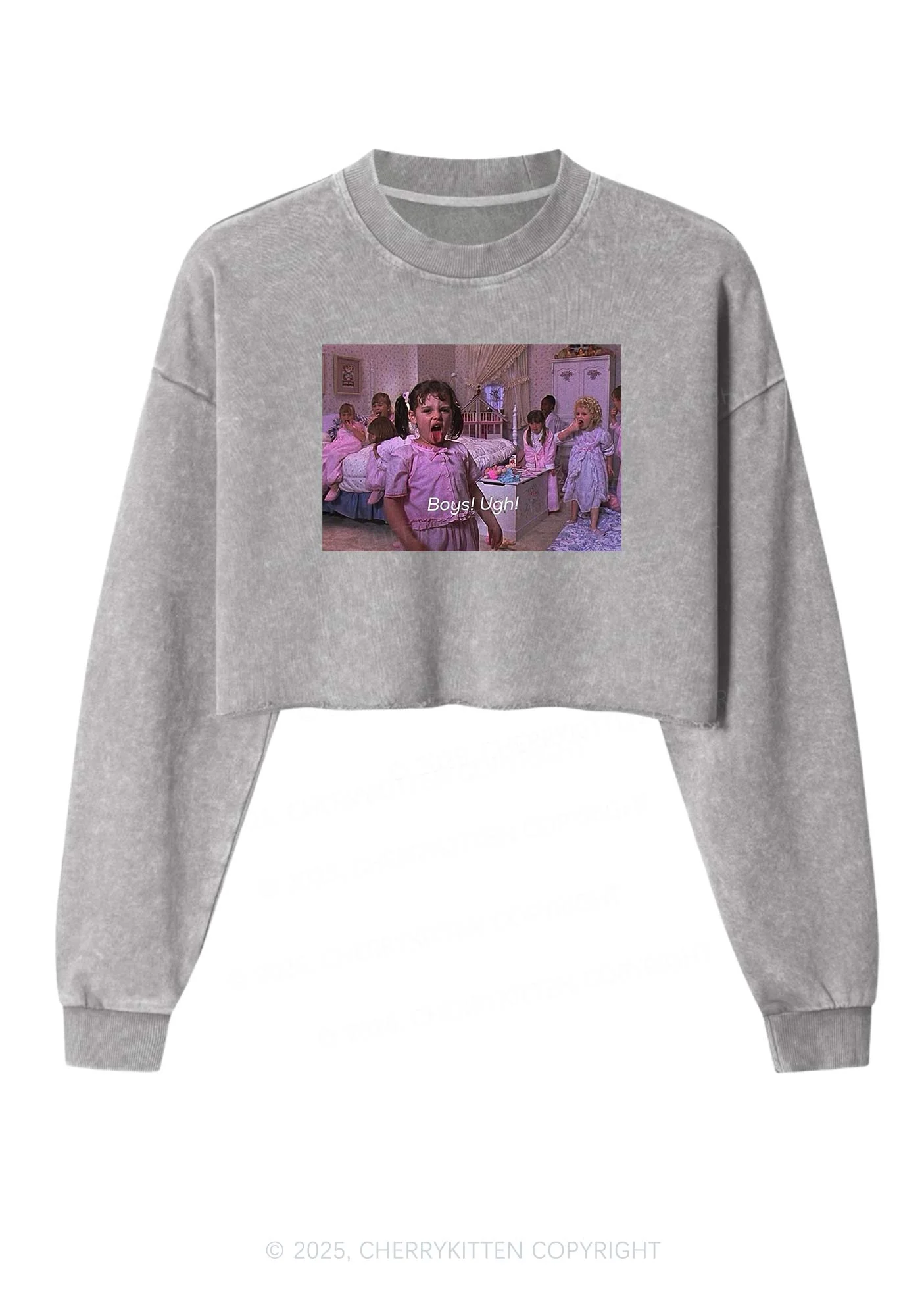 Boys Ugh Y2K Crop Washed Sweatshirts Cherrykitten - Image 3